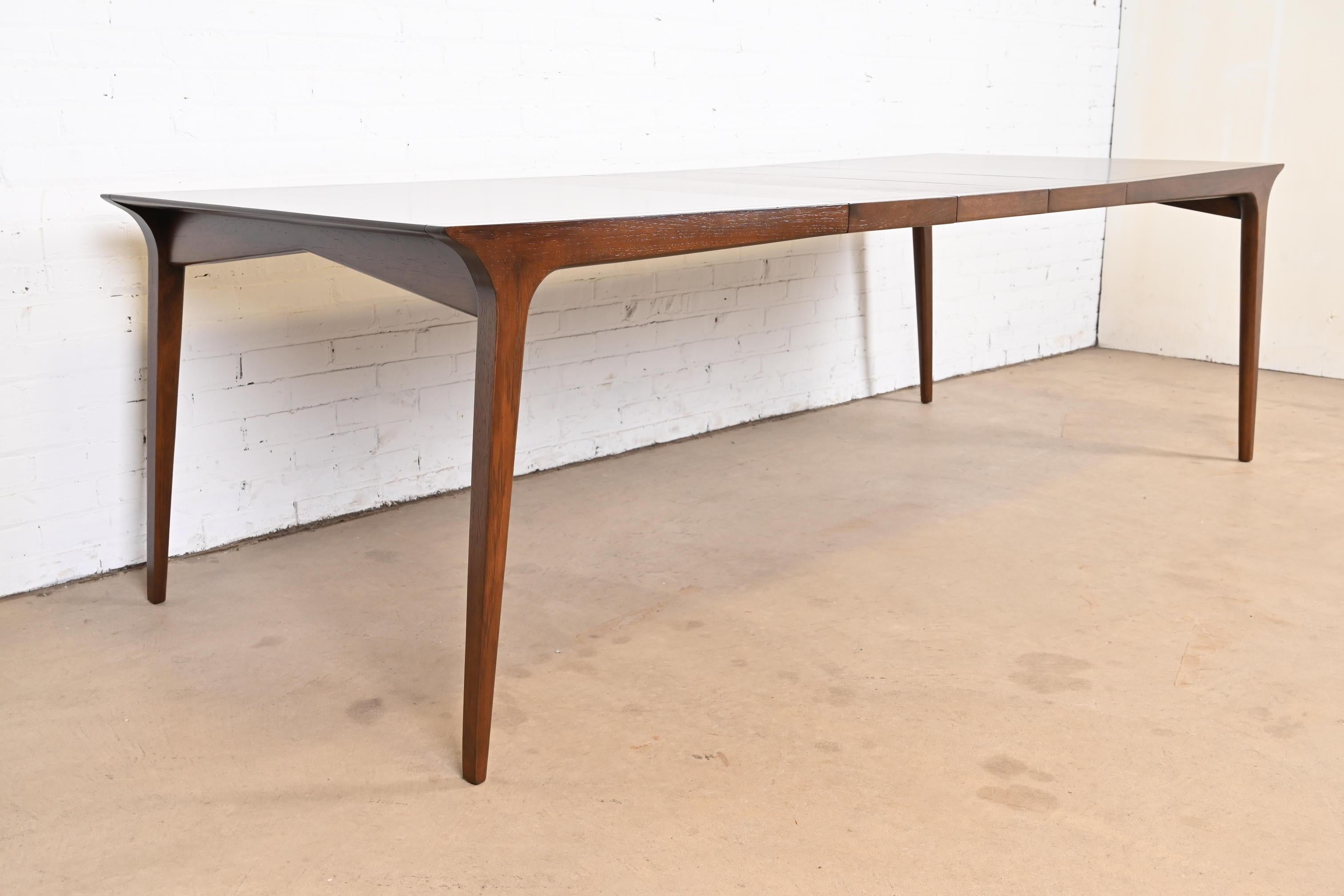 John Van Koert for Drexel Mid-Century Modern Walnut Dining Table, Refinished For Sale 2