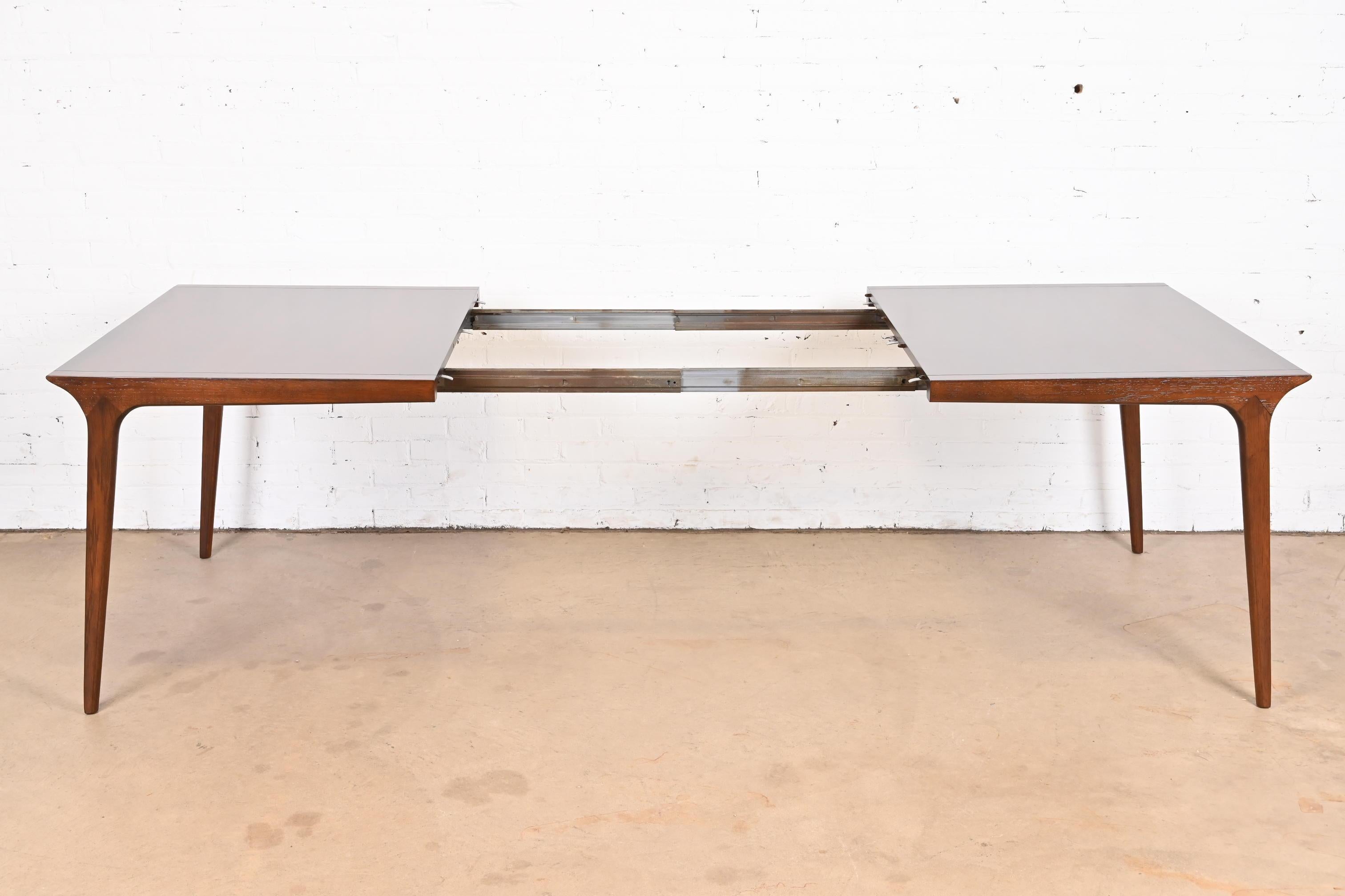 John Van Koert for Drexel Mid-Century Modern Walnut Dining Table, Refinished For Sale 4