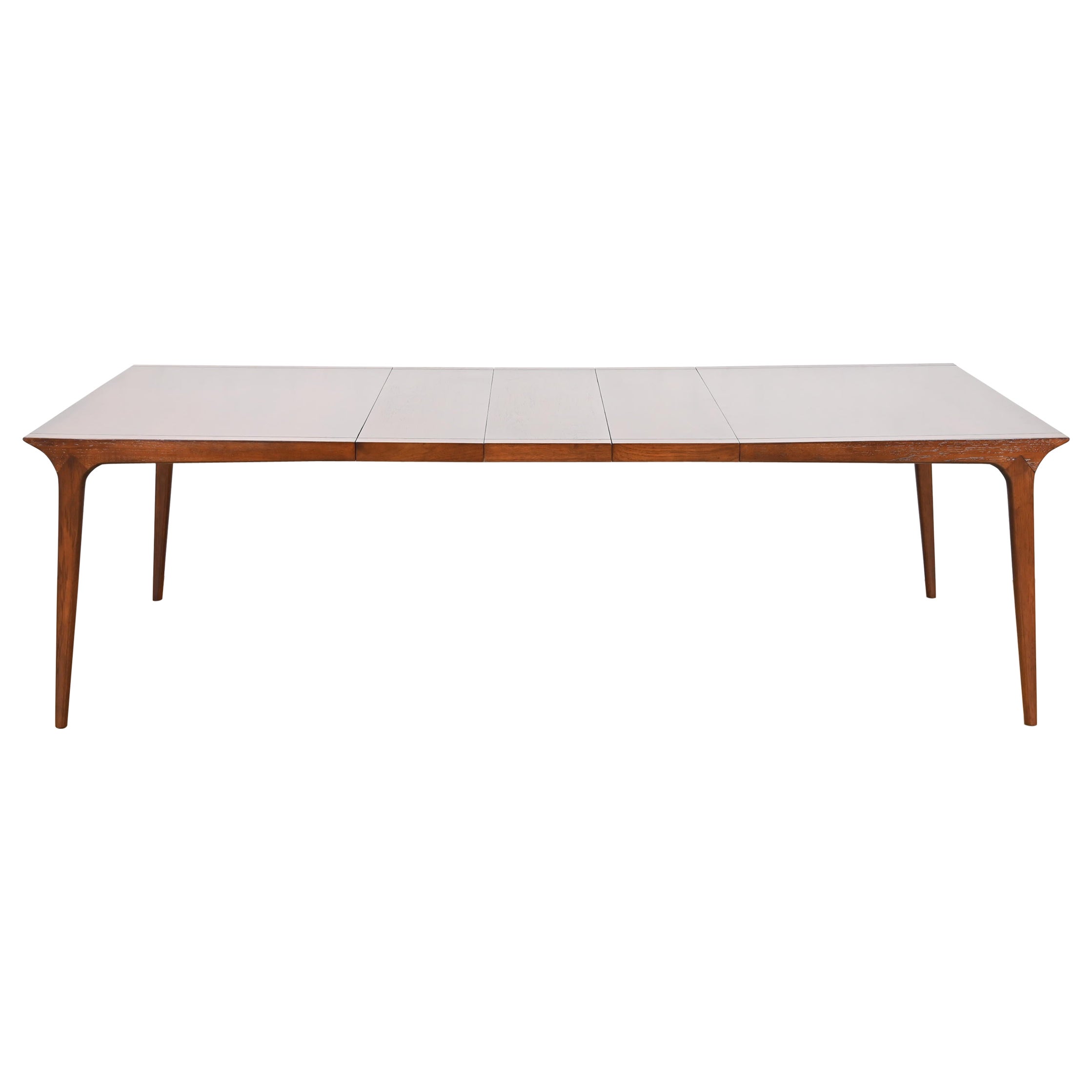 John Van Koert for Drexel Mid-Century Modern Walnut Dining Table, Refinished