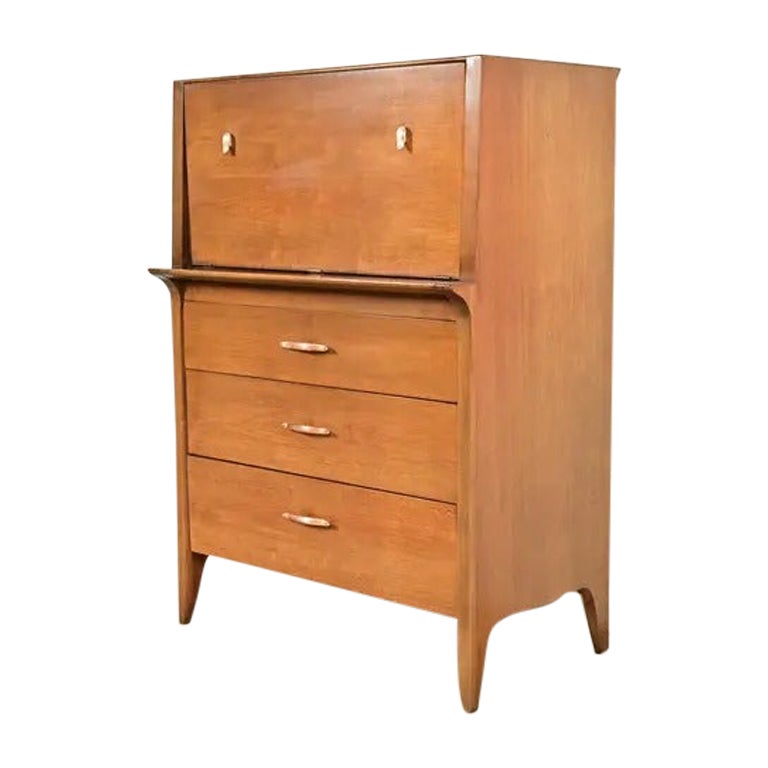 John Van Koert for Drexel Mid-Century Modern Walnut Highboy Dresser, 1959 For Sale