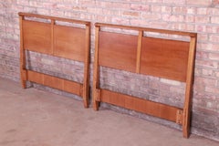 John Van Koert for Drexel Mid-Century Modern Walnut Twin Headboards, Pair