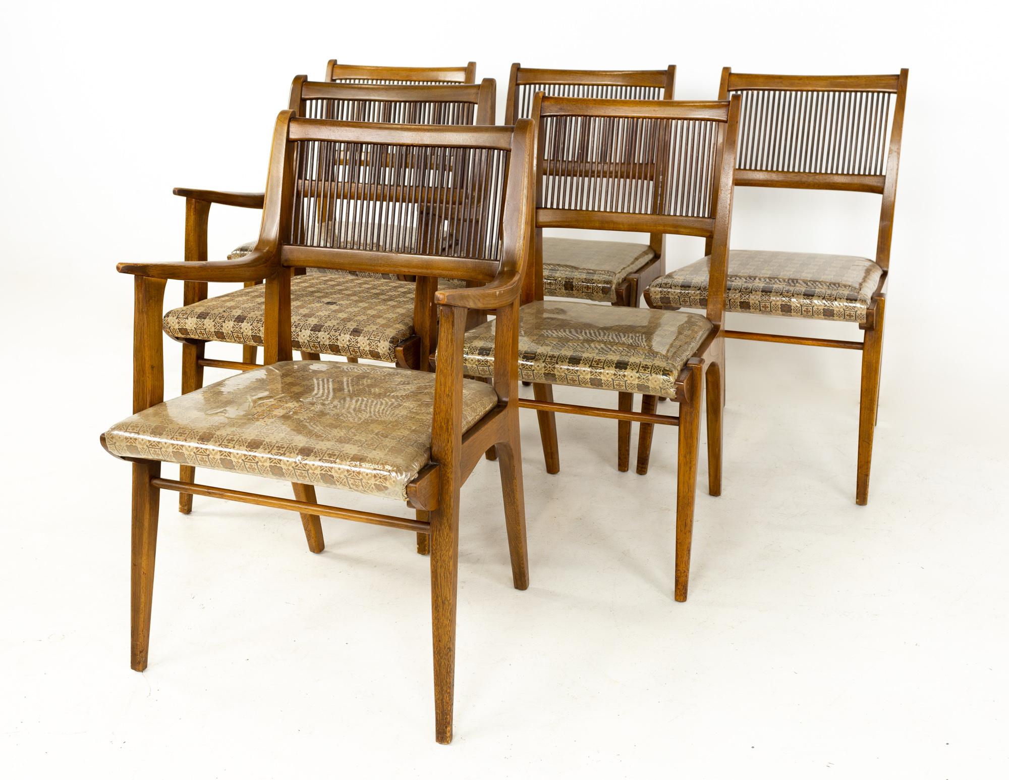 John Van Koert for Drexel mid century profile dining chairs - Set of 6
Each chair measures: 22.5 wide x 20.5 deep x 35.25 inches high, with a seat height of 18.75 and arm height of 28.25 (also the chair clearance)

All pieces of furniture can be