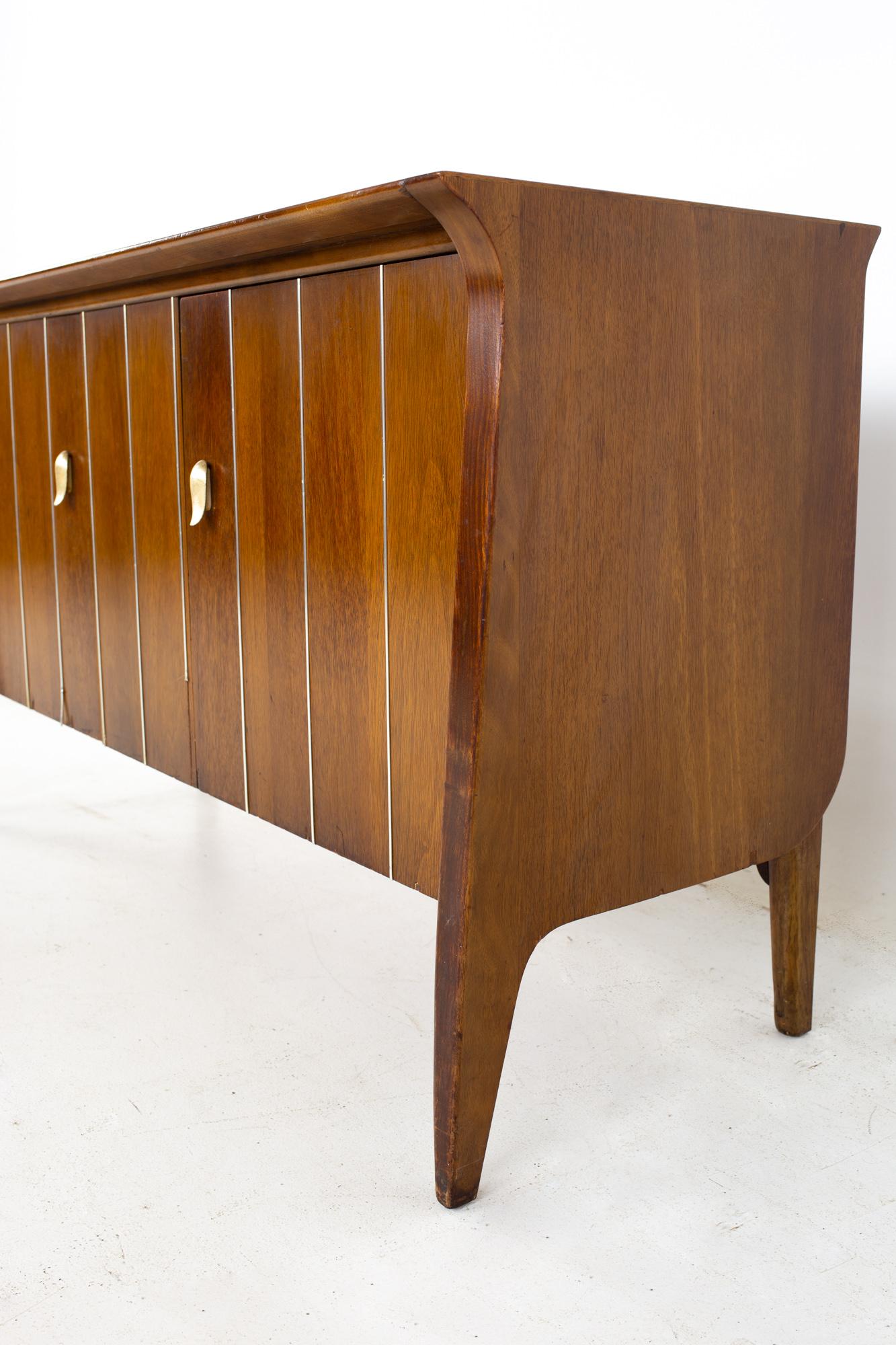John Van Koert for Drexel Profile Mid Century Small Sideboard Buffet Credenza In Good Condition In Countryside, IL