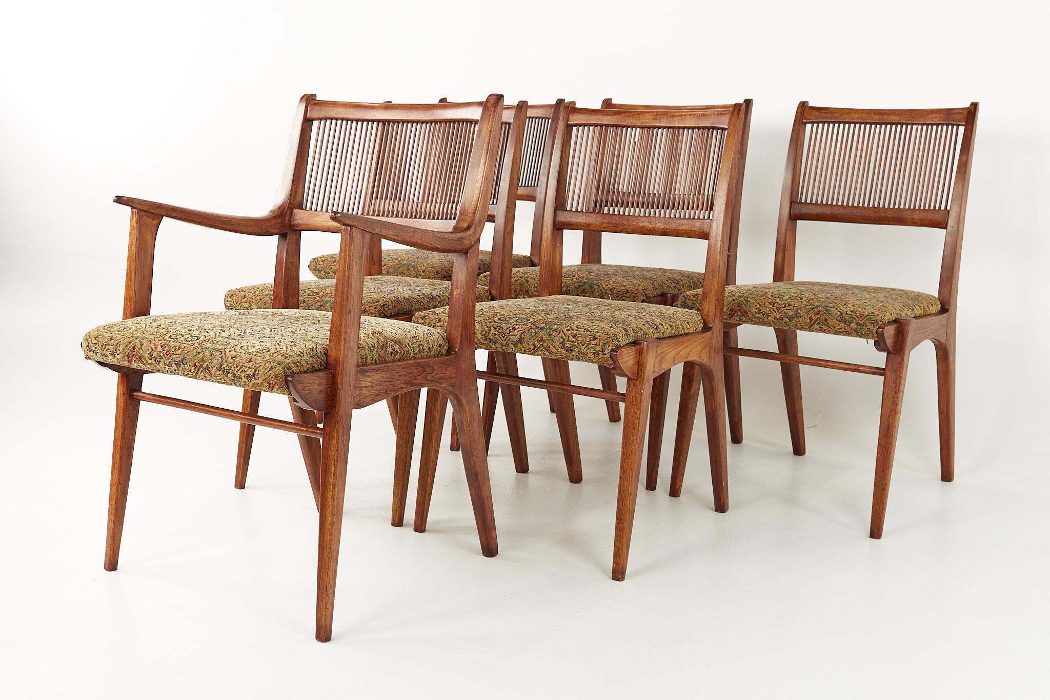 Mid-Century Modern John Van Koert for Drexel Mid Century Walnut Dining Chairs, Set of 6 