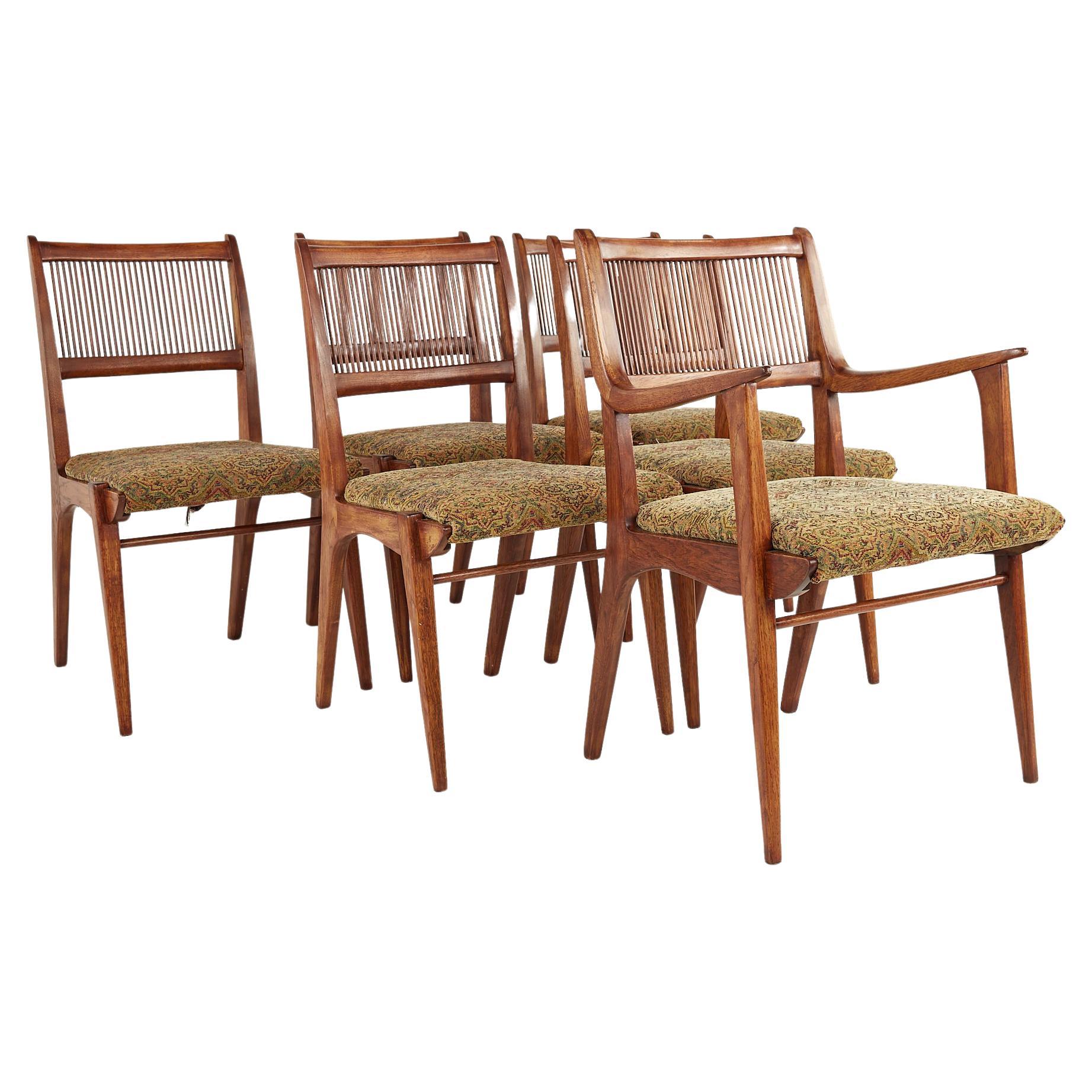 John Van Koert for Drexel Mid Century Walnut Dining Chairs, Set of 6 