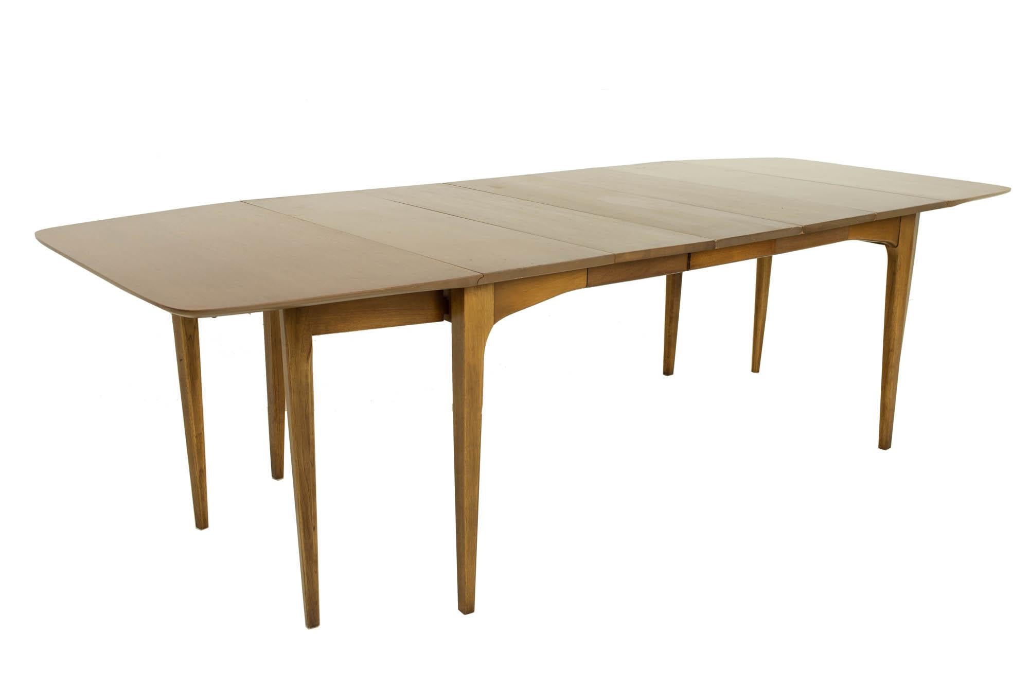 John Van Koert for Drexel Mid Century Walnut Drop Leaf Dining Table For Sale 10