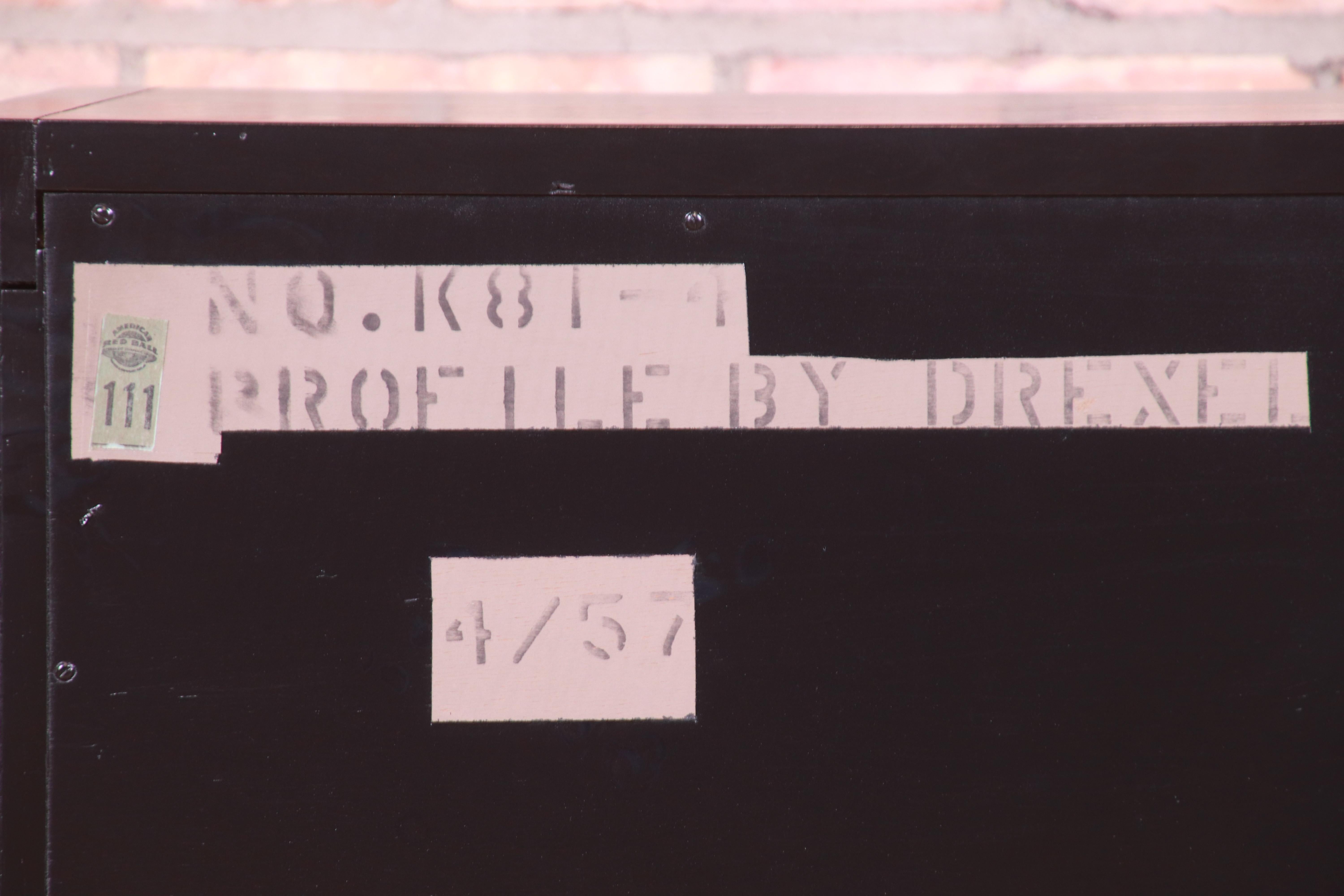 John Van Koert for Drexel Profile Black Lacquered Bookcase, Newly Refinished 3