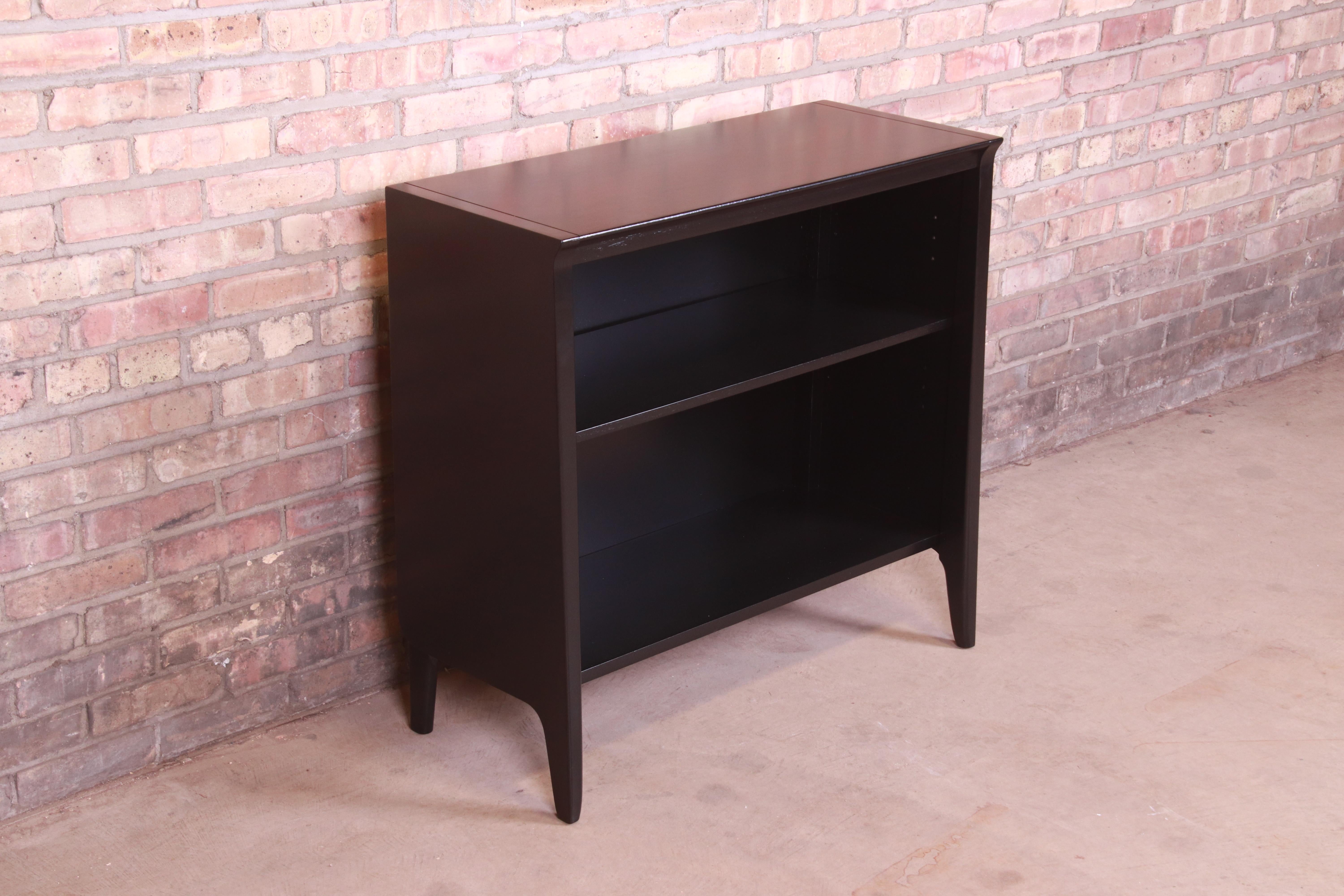 Mid-20th Century John Van Koert for Drexel Profile Black Lacquered Bookcase, Newly Refinished