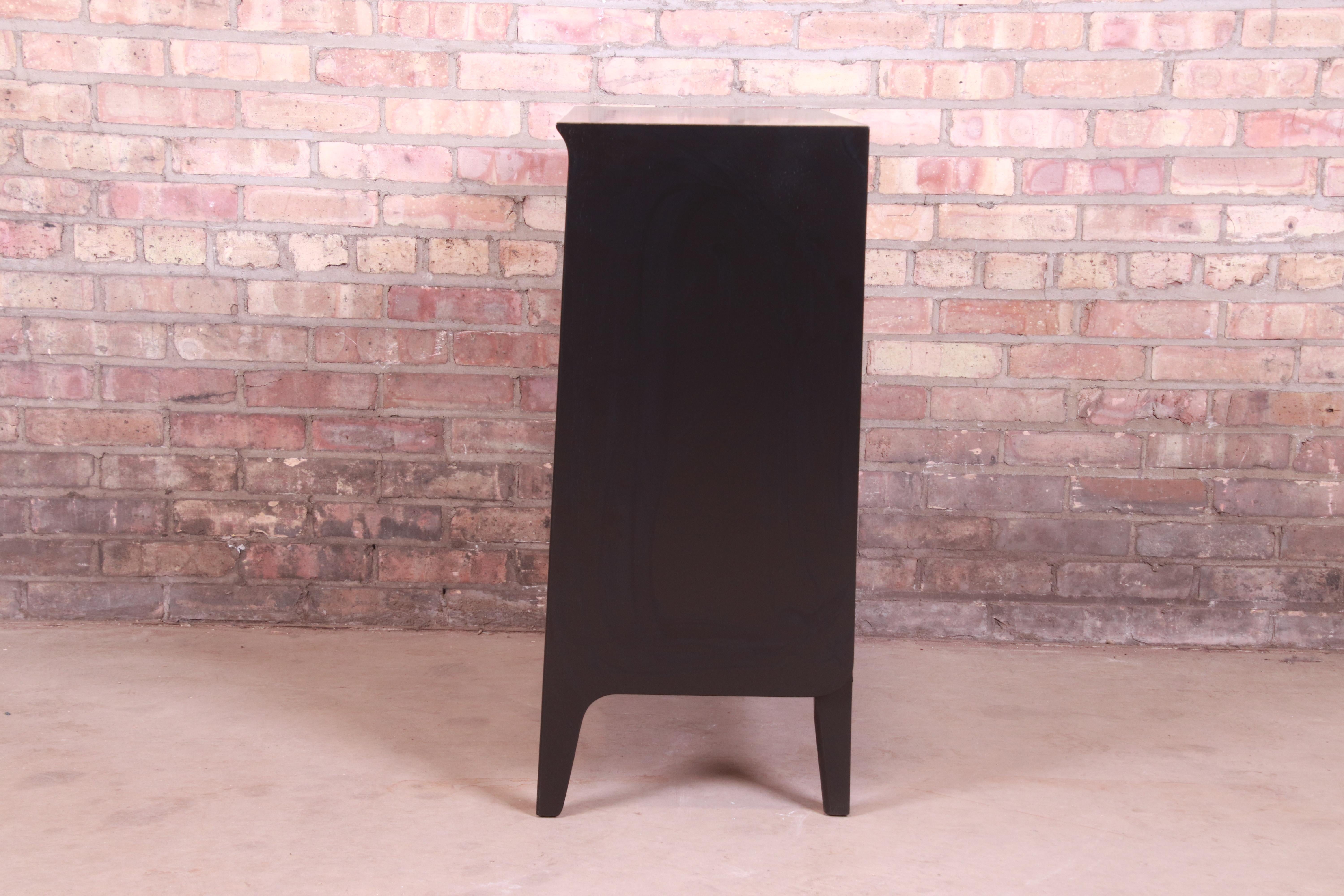 John Van Koert for Drexel Profile Black Lacquered Bookcase, Newly Refinished 1
