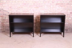 John Van Koert for Drexel Profile Black Lacquered Bookcases, Newly Refinished