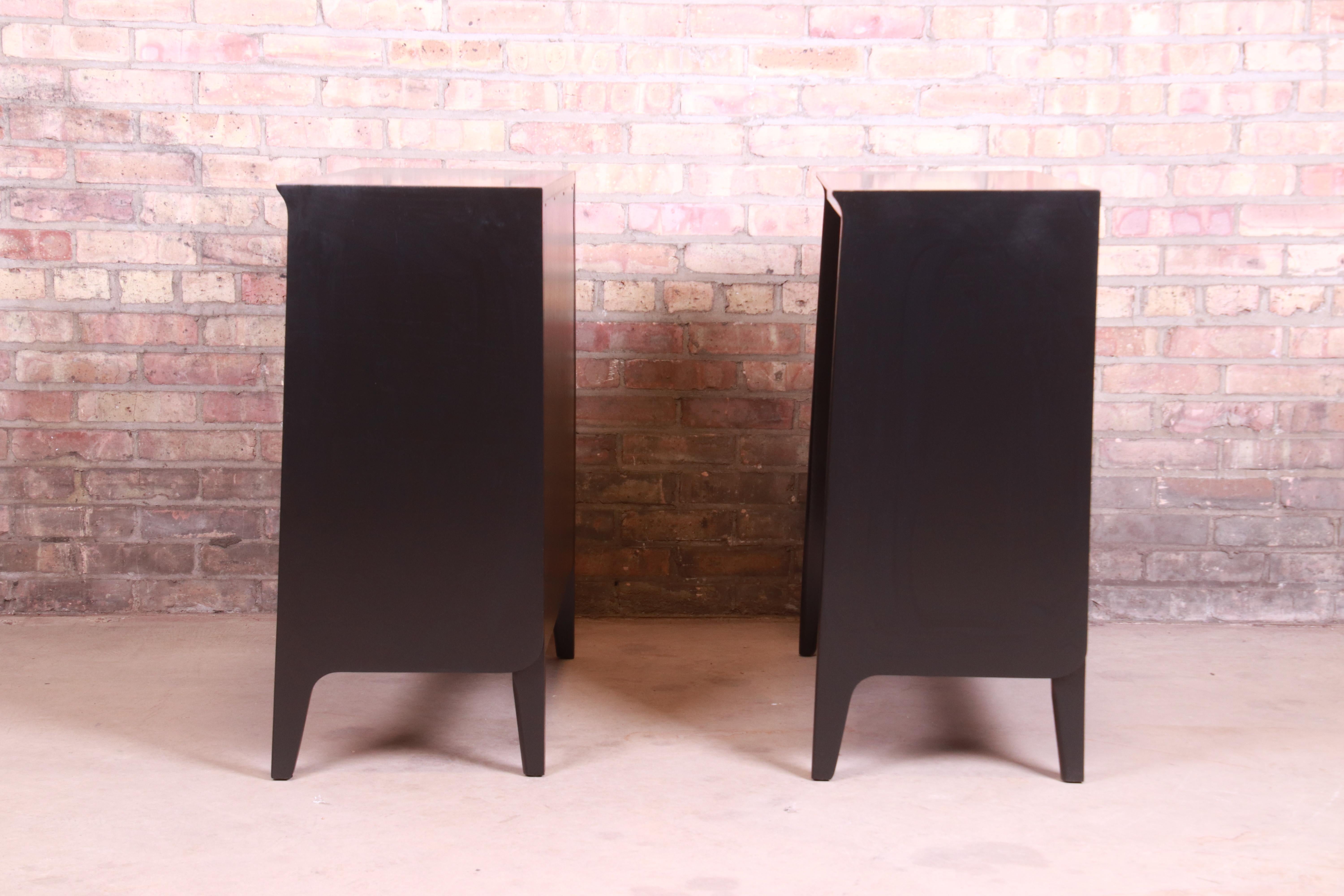 John Van Koert for Drexel Profile Black Lacquered Bookcases, Newly Refinished 1