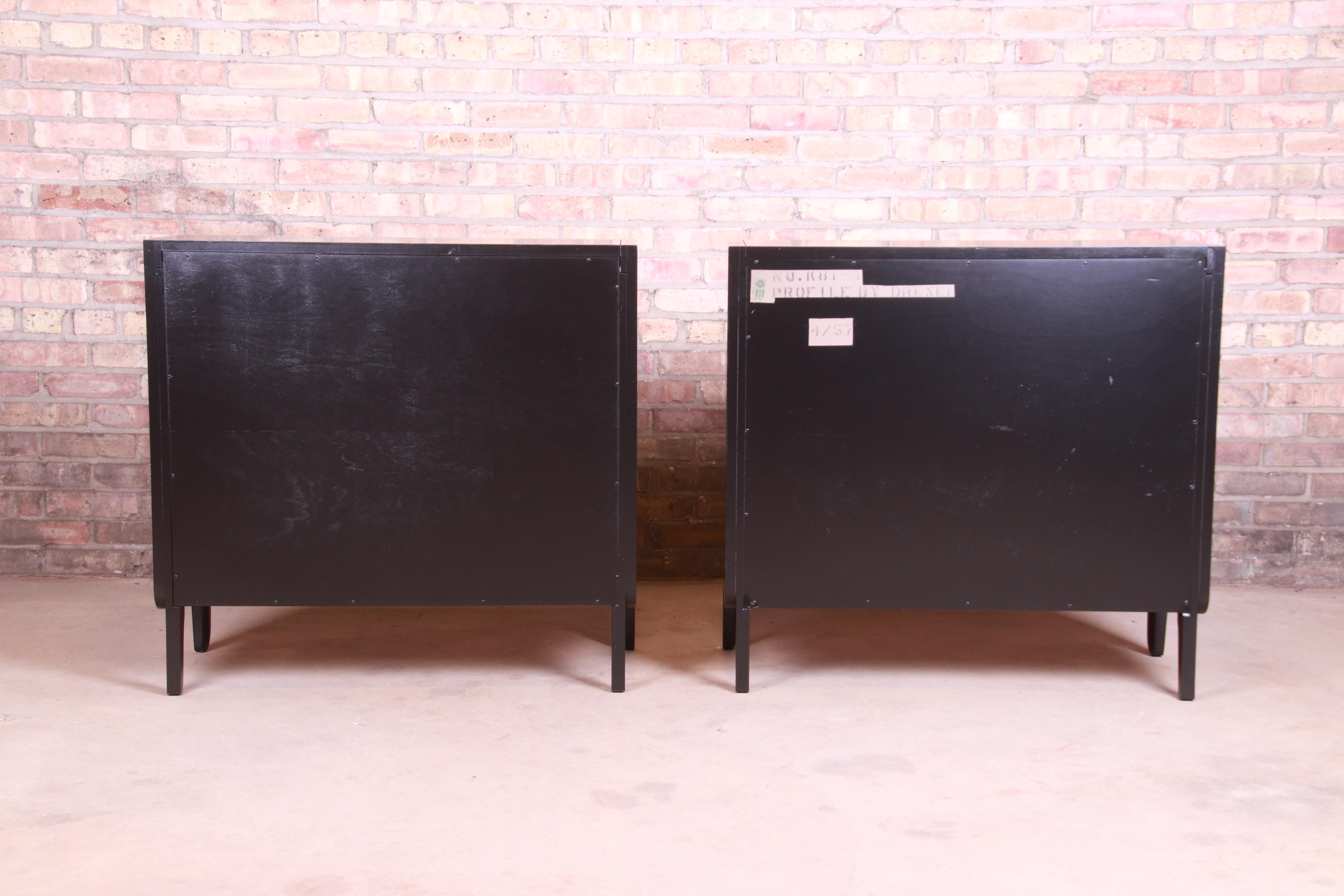 John Van Koert for Drexel Profile Black Lacquered Bookcases, Newly Refinished 2