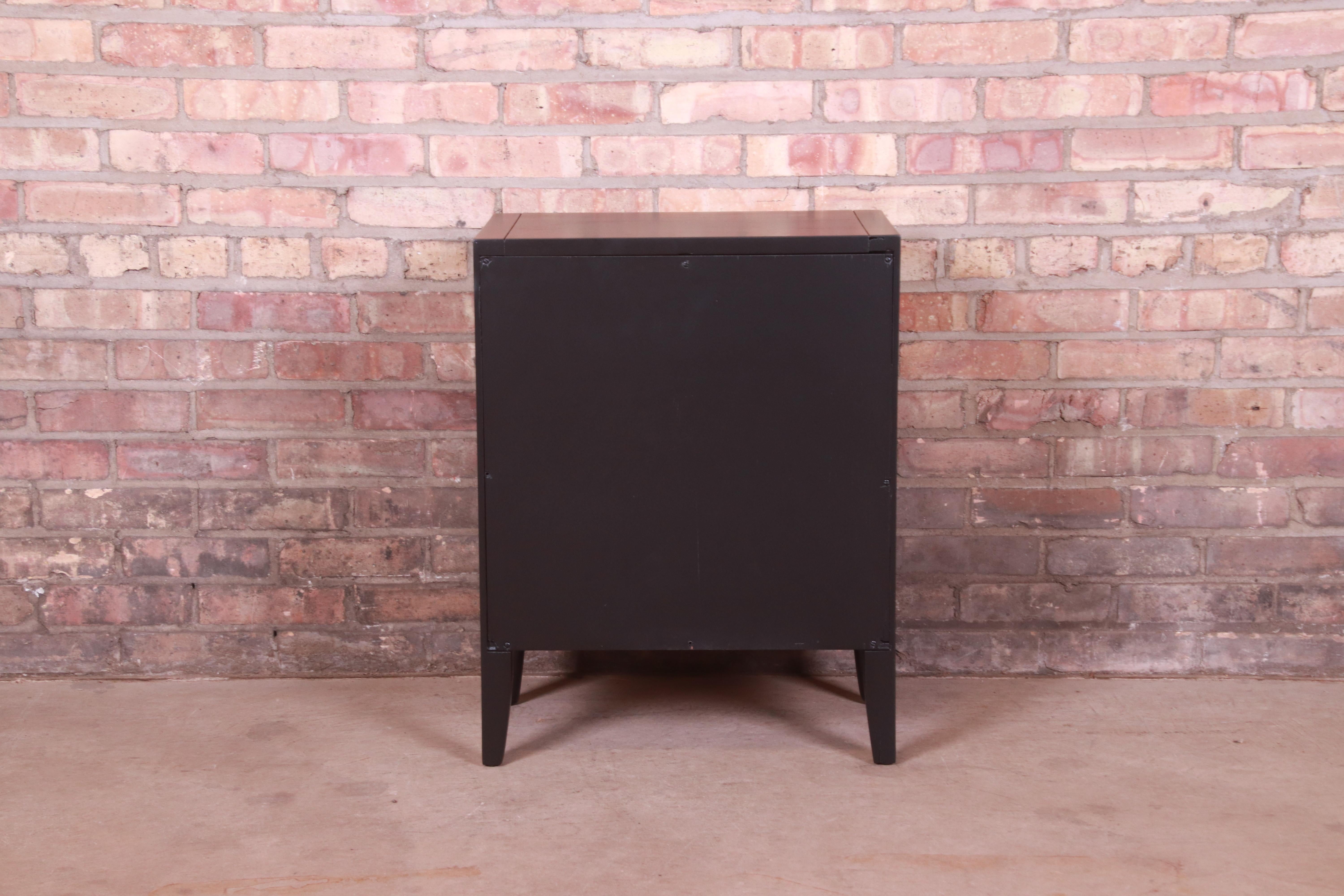 John Van Koert for Drexel Profile Black Lacquered Nightstand, Newly Refinished 7