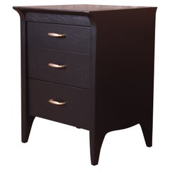 John Van Koert for Drexel Profile Black Lacquered Three-Drawer Chest, Refinished