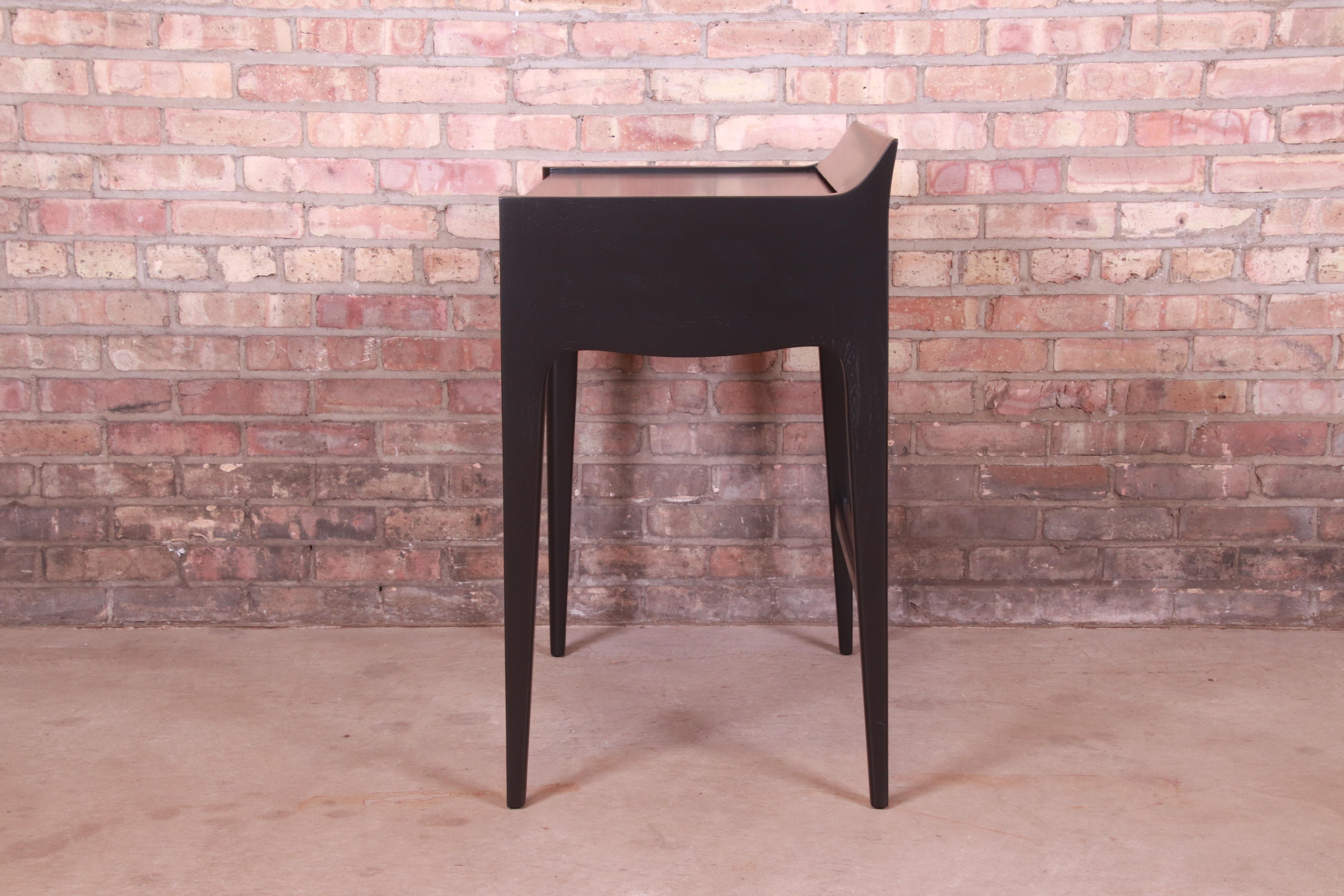 John Van Koert for Drexel Profile Black Lacquered Writing Desk, Newly Refinished 5