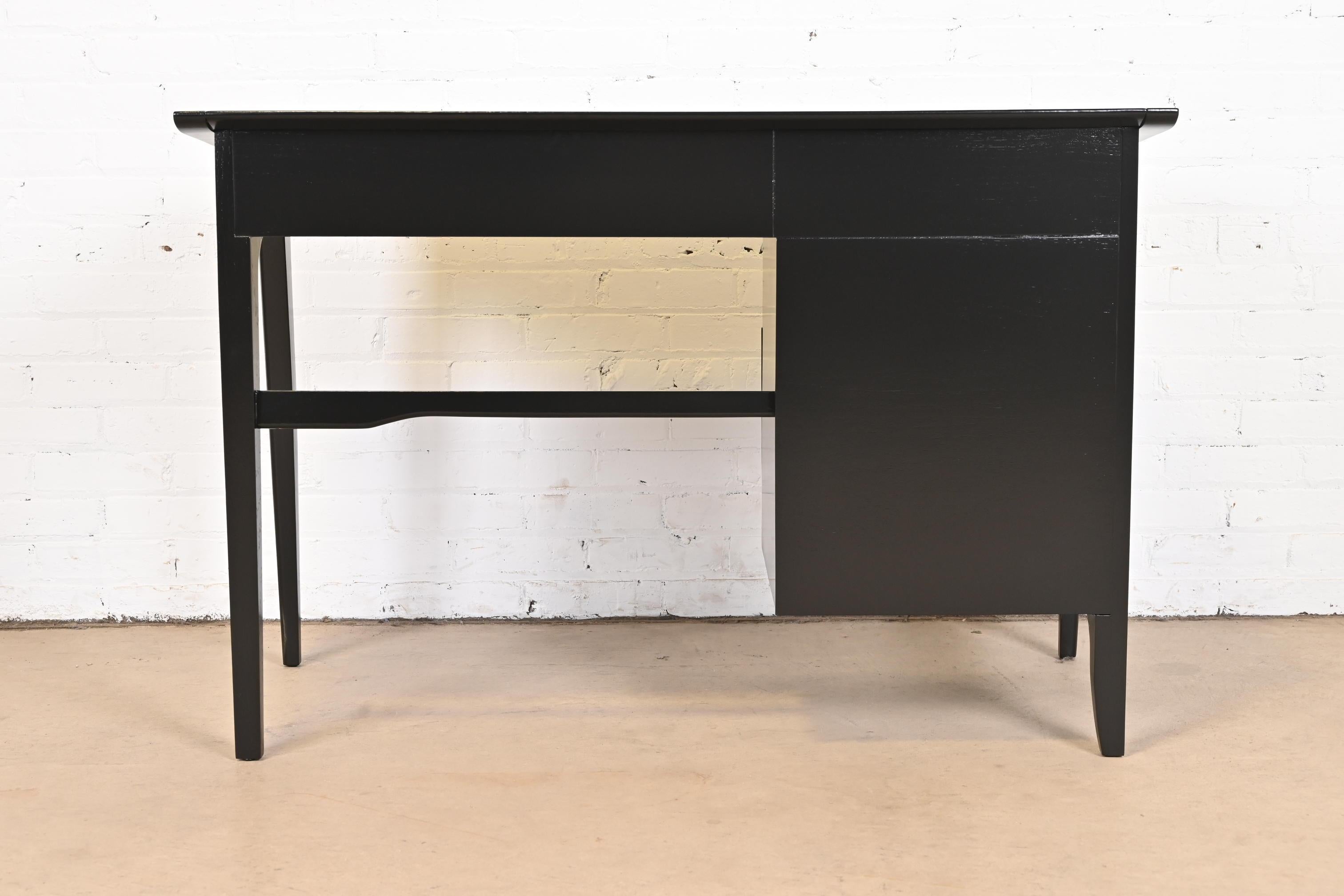 John Van Koert for Drexel Profile Black Lacquered Writing Desk, Newly Refinished 8