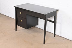 John Van Koert for Drexel Profile Black Lacquered Writing Desk, Newly Refinished