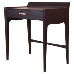 John Van Koert for Drexel Profile Black Lacquered Writing Desk, Newly Refinished