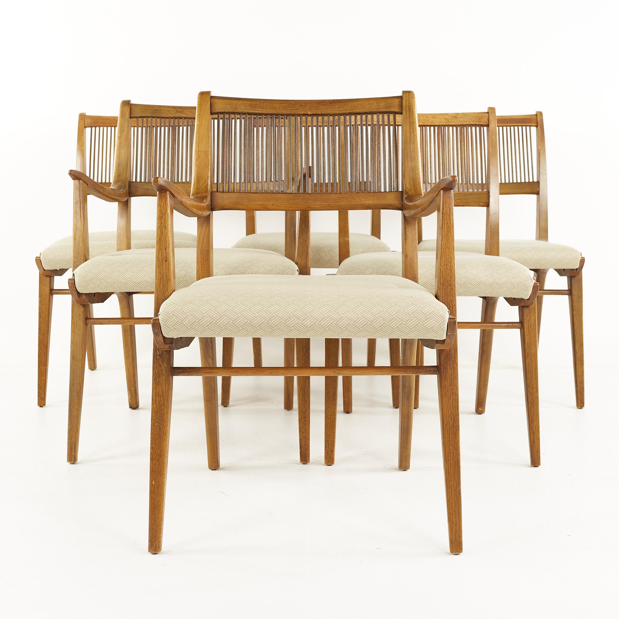 John Van Koert for Drexel Profile mid century dining chairs - set of 6

The side chairs measure: 20 wide x 24 deep x 34.25 inches high, with a seat height of 20 inches

The captains' chair measures: 23 wide x 24 deep x 35.25 inches high, with a