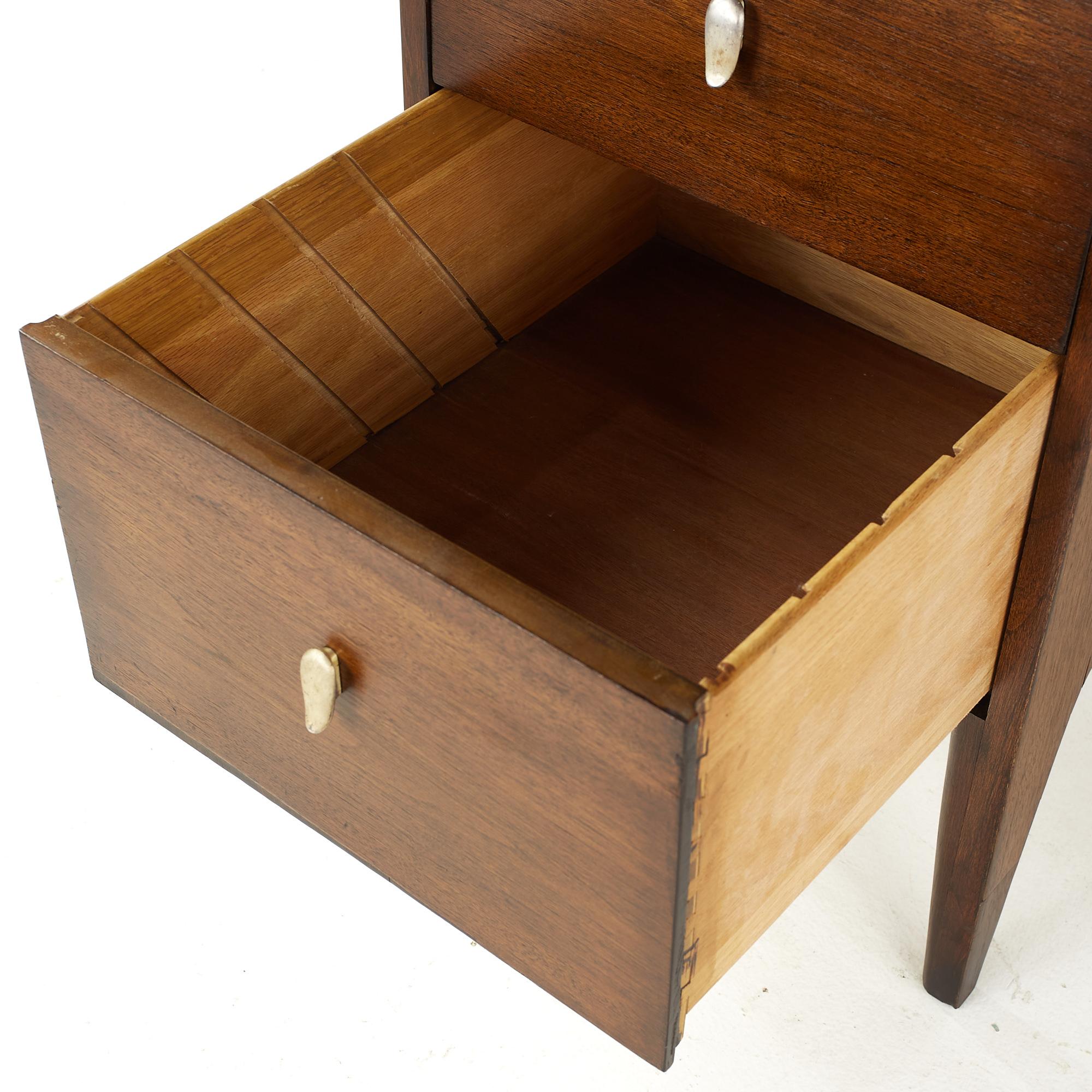John Van Koert for Drexel Profile Mid Century Leather Top Walnut Desk For Sale 3
