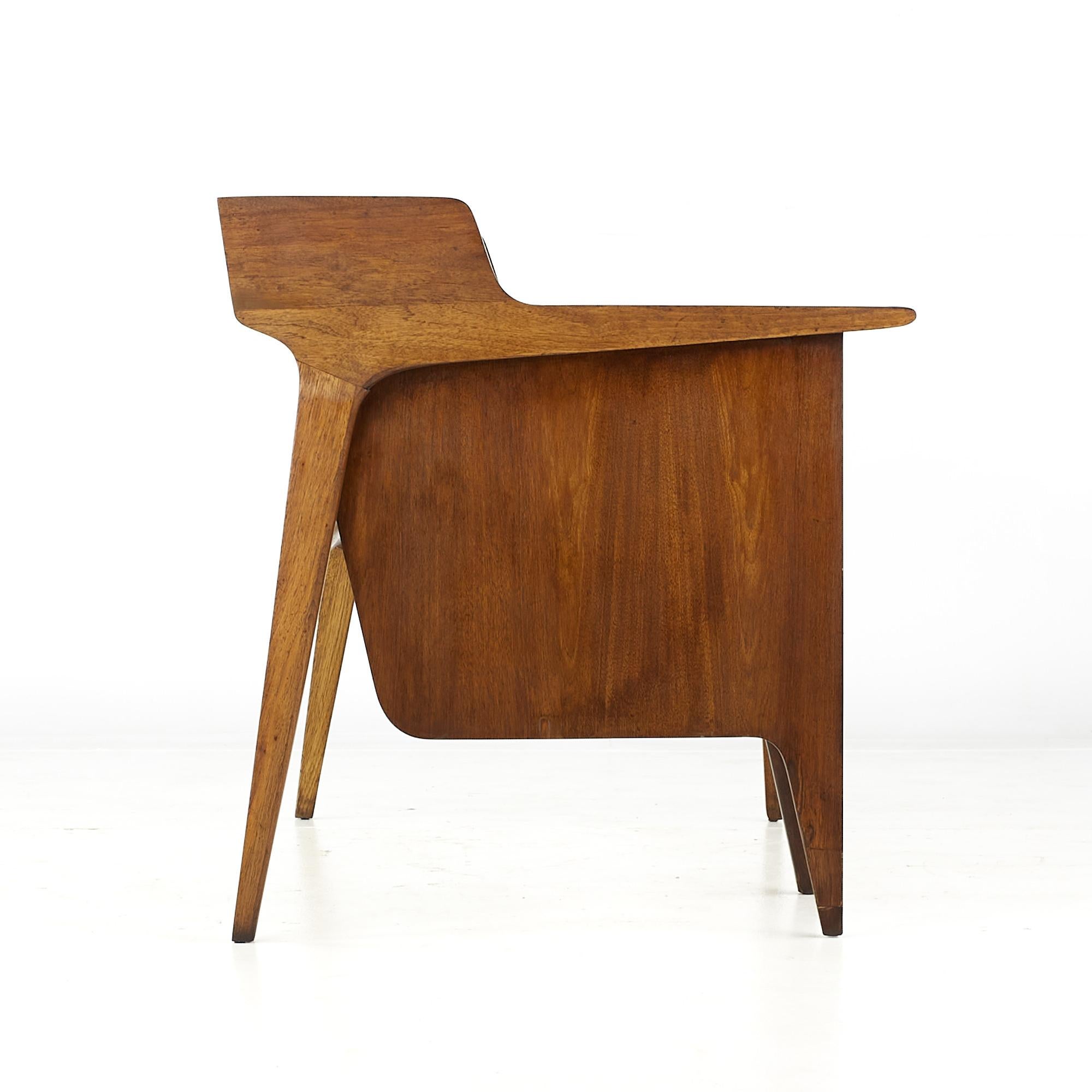 Mid-Century Modern John Van Koert for Drexel Profile Mid Century Leather Top Walnut Desk For Sale