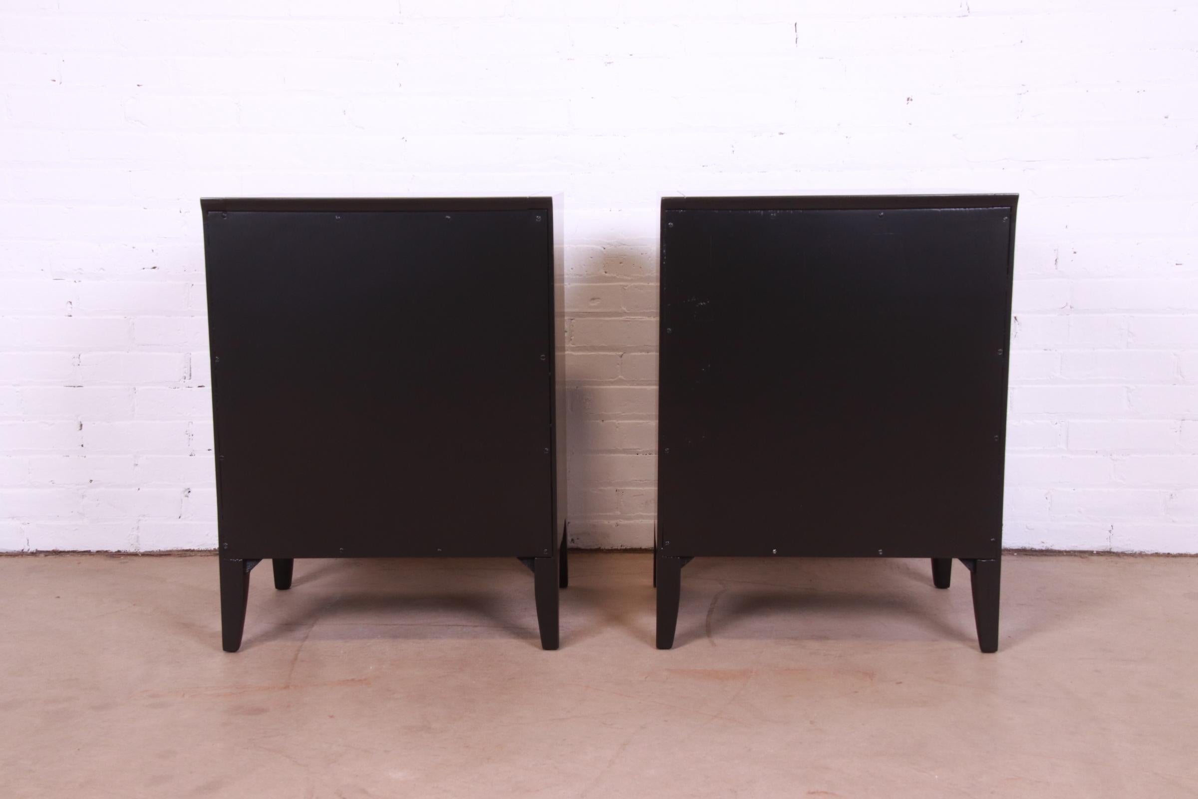 John Van Koert for Drexel Profile Mid-Century Modern Black Lacquered Nightstands For Sale 8