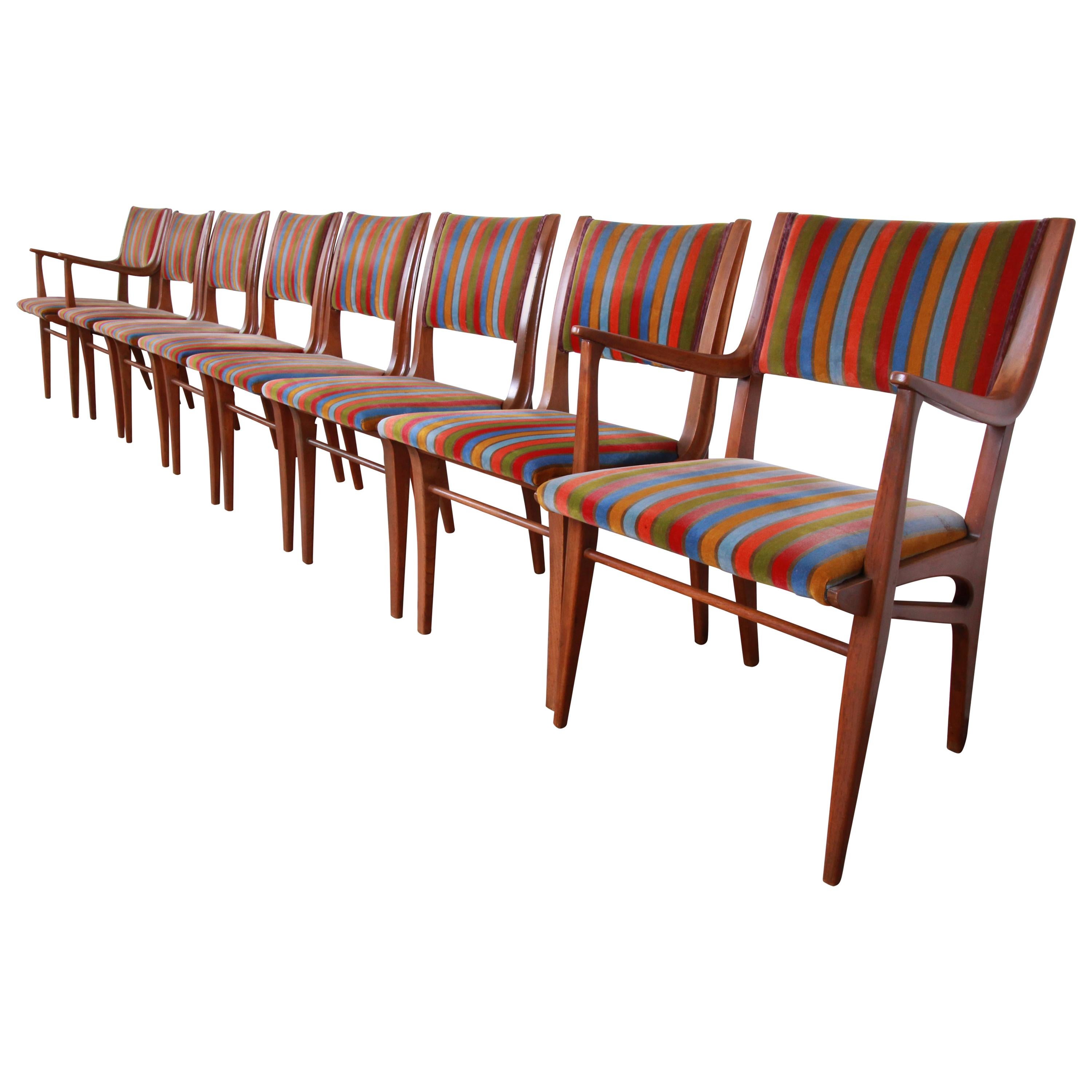 John Van Koert for Drexel Profile Mid-Century Modern Dining Chairs, Set of Eight