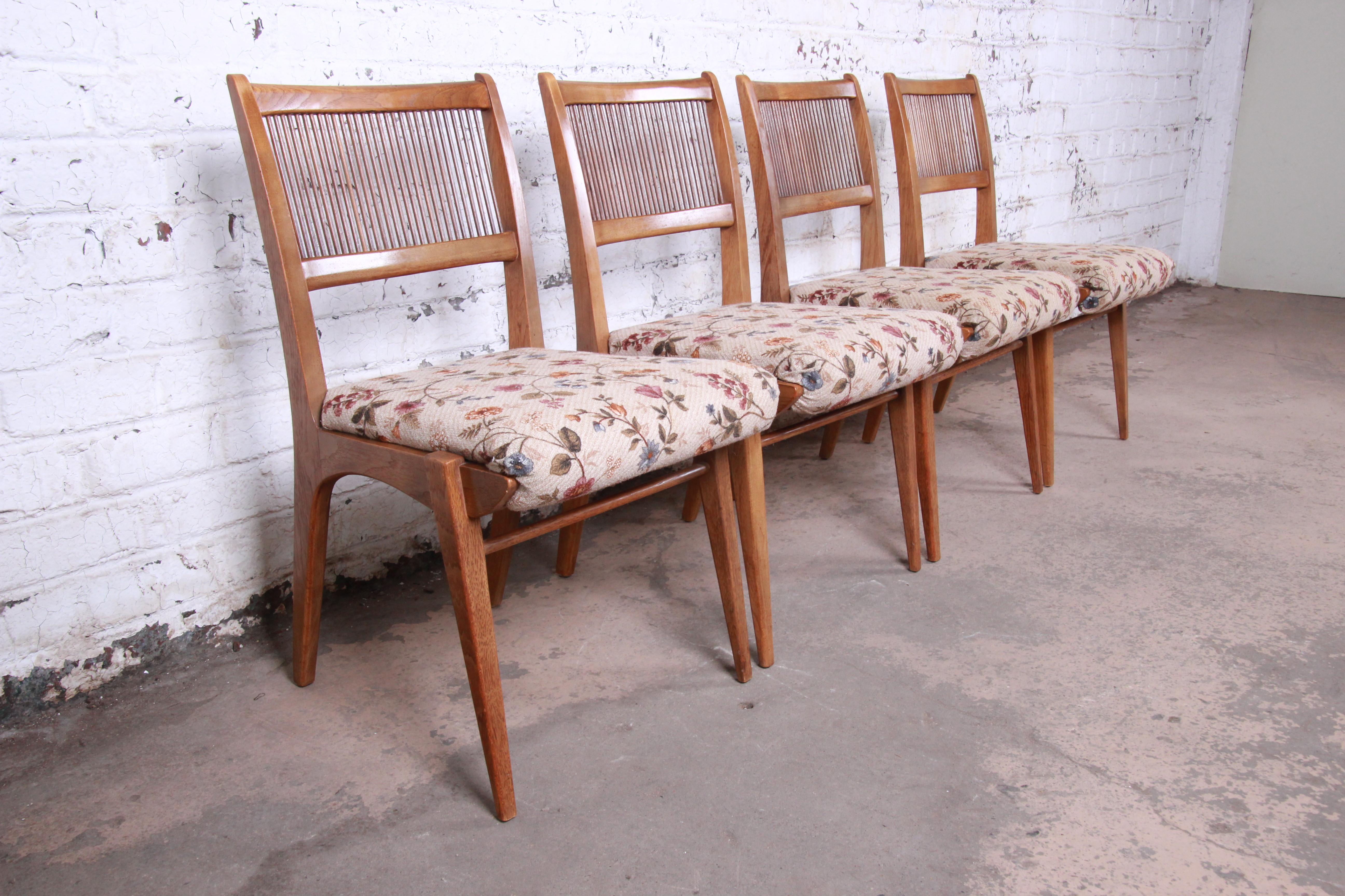 John Van Koert for Drexel Profile Mid-Century Modern Dining Chairs, Set of Four In Good Condition In South Bend, IN