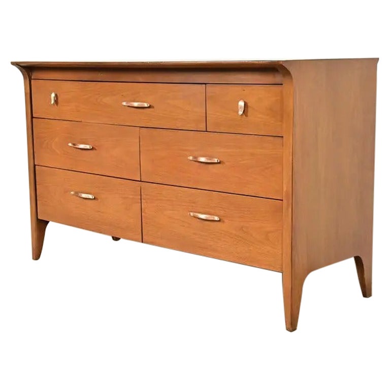 John Van Koert for Drexel Profile Mid-Century Modern Sculpted Walnut Dresser
