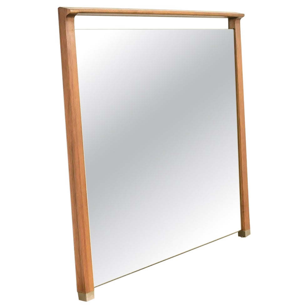 John Van Koert for Drexel Profile Mid-Century Modern Sculpted Walnut Wall Mirror