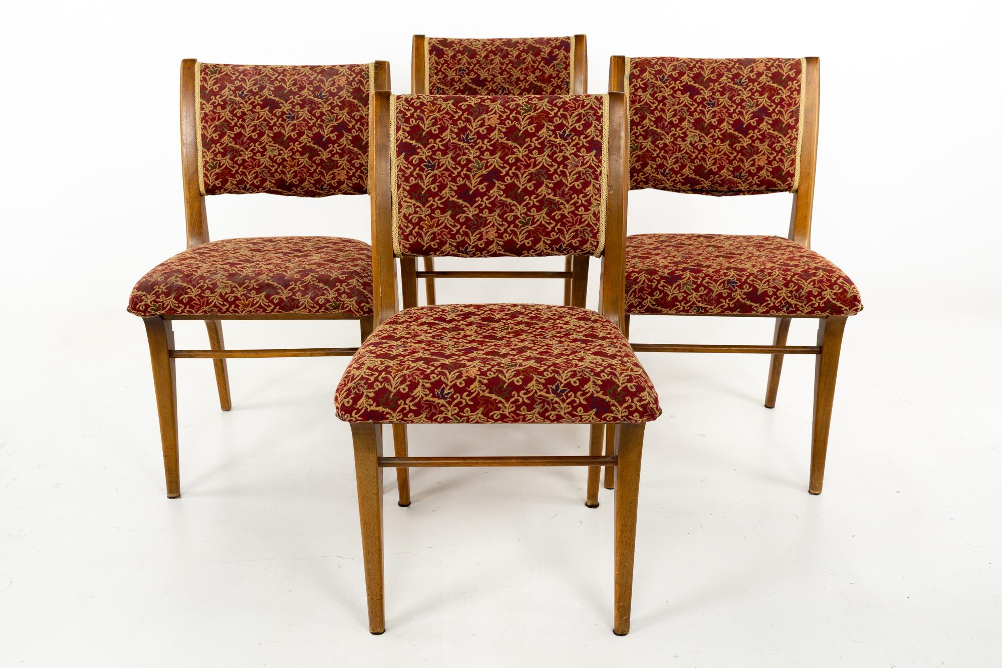 John Van Koert for Drexel profile Mid Century dining chairs - set of 4.
These chairs are 21 wide x 22 deep x 34.5 inches high, with a seat height of 20 inches

This piece is available in what we call restored vintage condition. Upon purchase it is