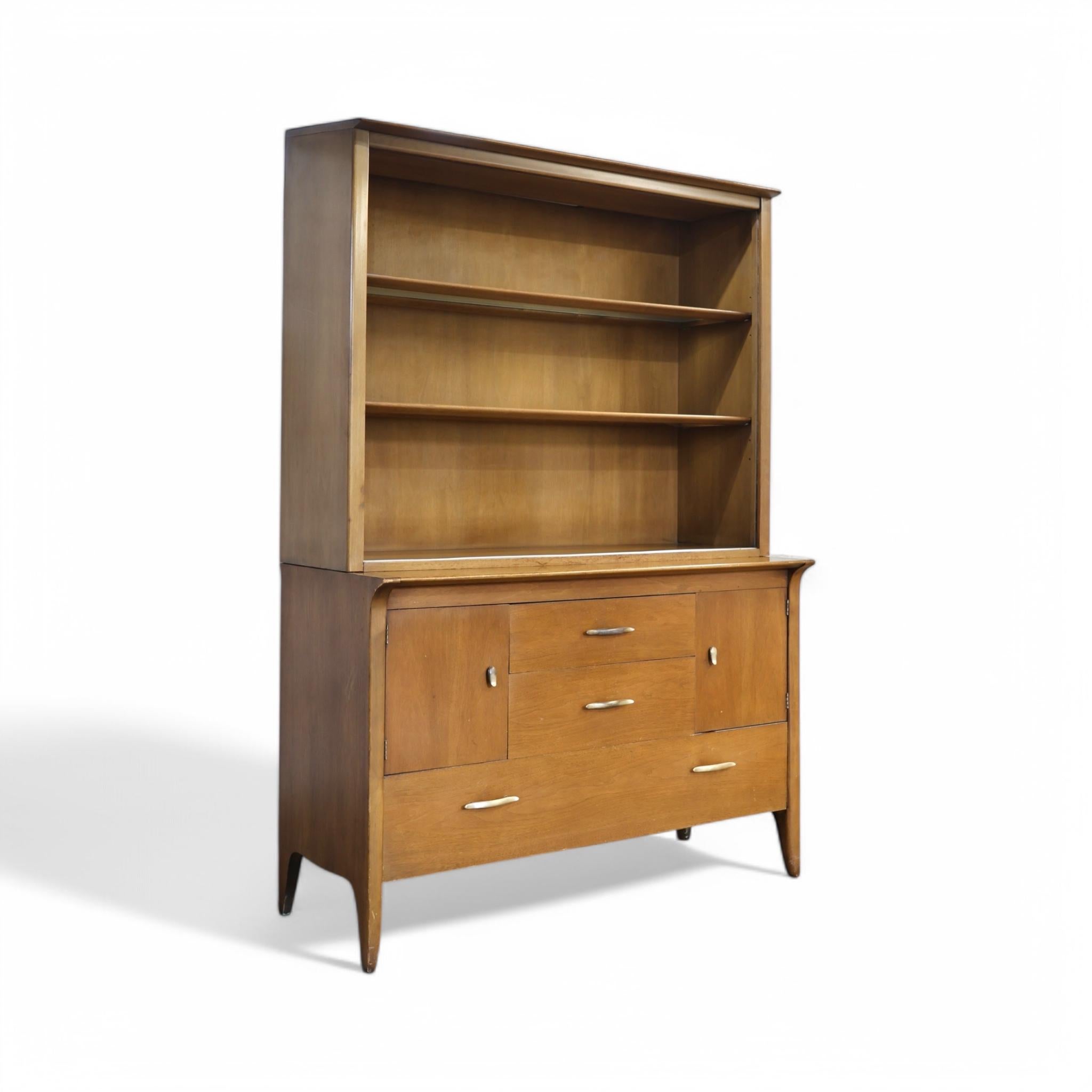 John Van Koert for Drexel Profile Vintage Mid Century Modern 2 Piece Buffet & Hu For Sale 1