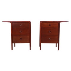 John Van Koert for Drexel Sculpted Walnut Bedside Chests, Newly Refinished