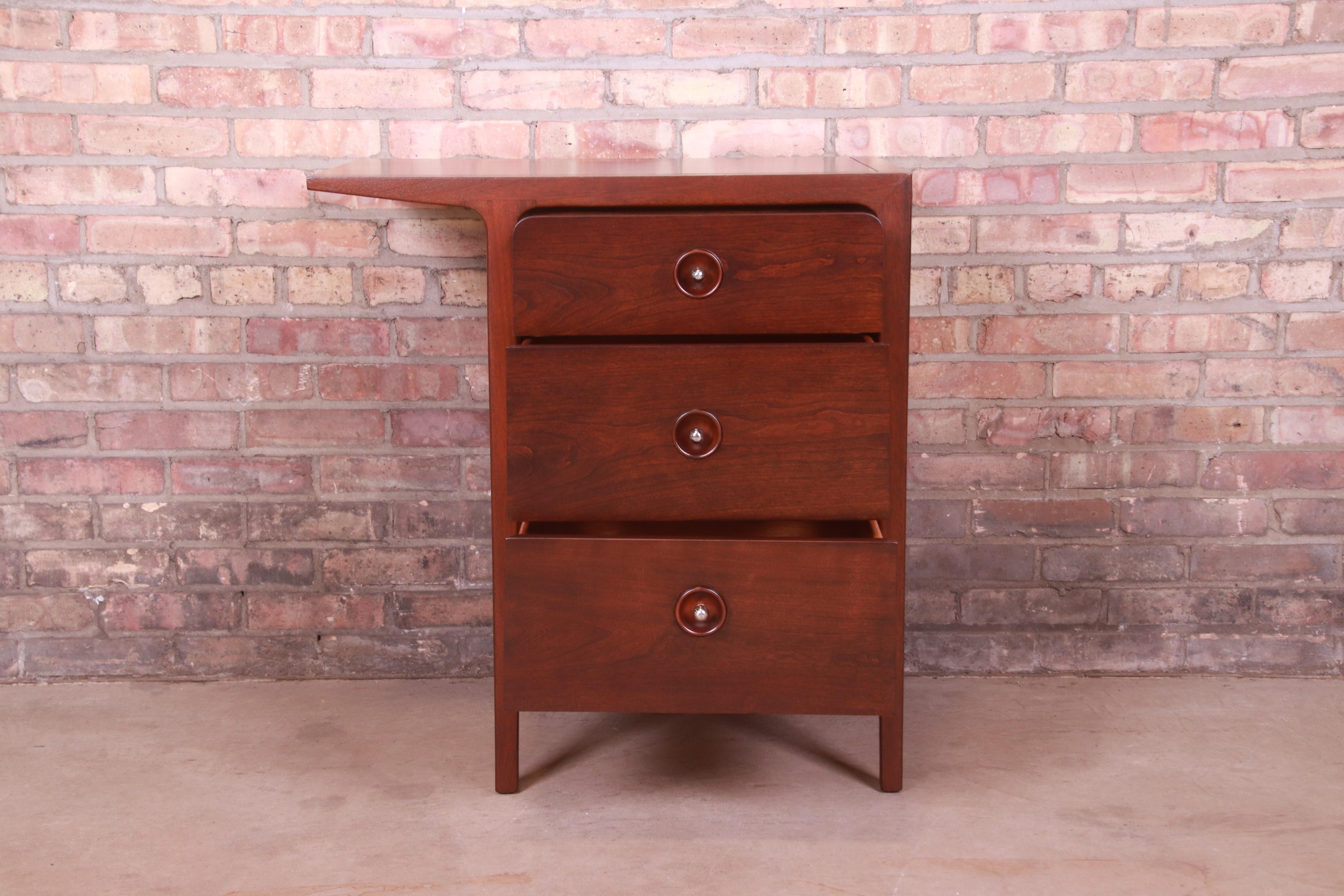 John Van Koert for Drexel Walnut Bachelor Chest or Nightstand, Newly Refinished 5