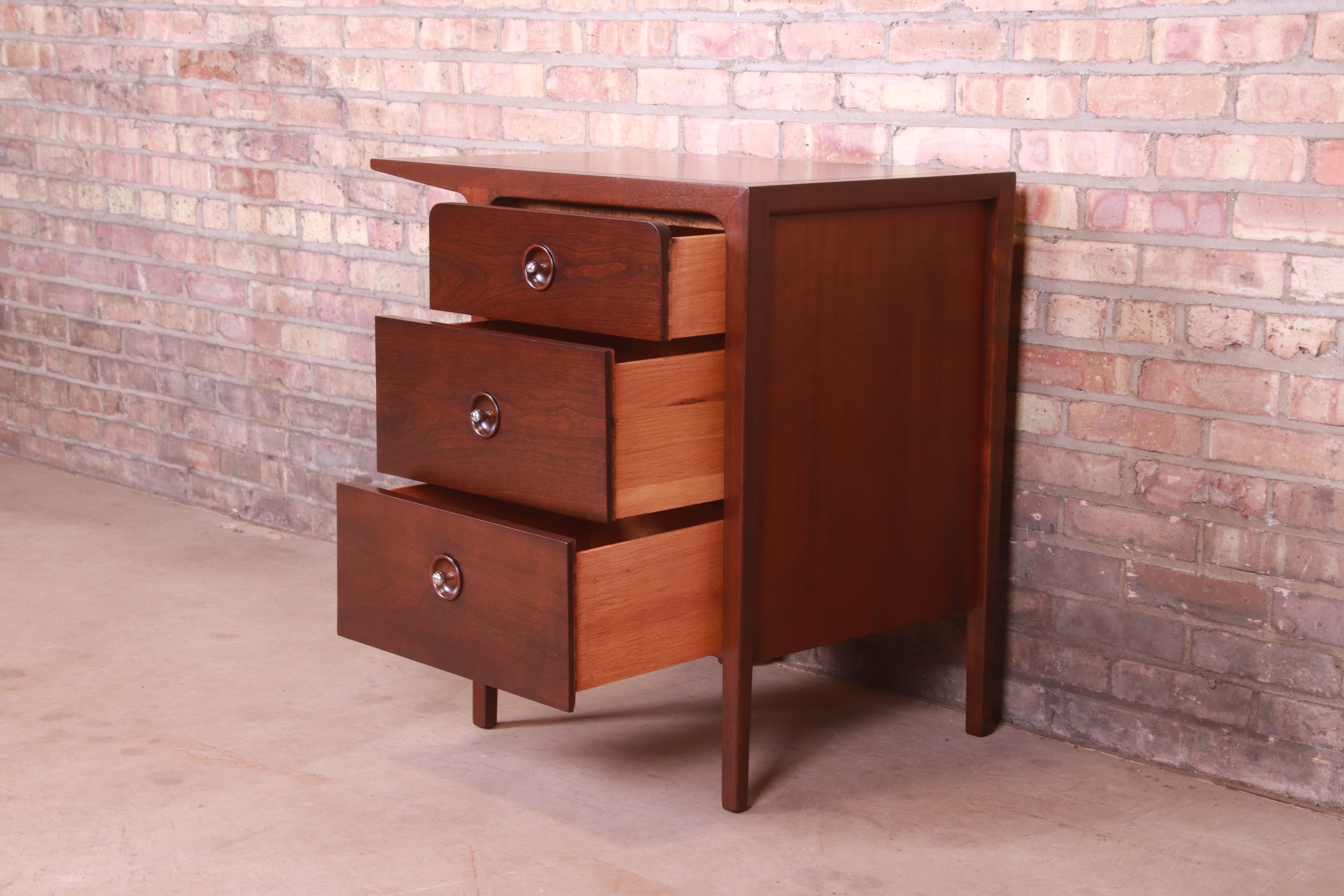 John Van Koert for Drexel Walnut Bachelor Chest or Nightstand, Newly Refinished 6