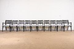 John Van Koert Moderne schwarz lackierte Esszimmerstühle aus der Mitte des Jahrhunderts, vollständig restauriert