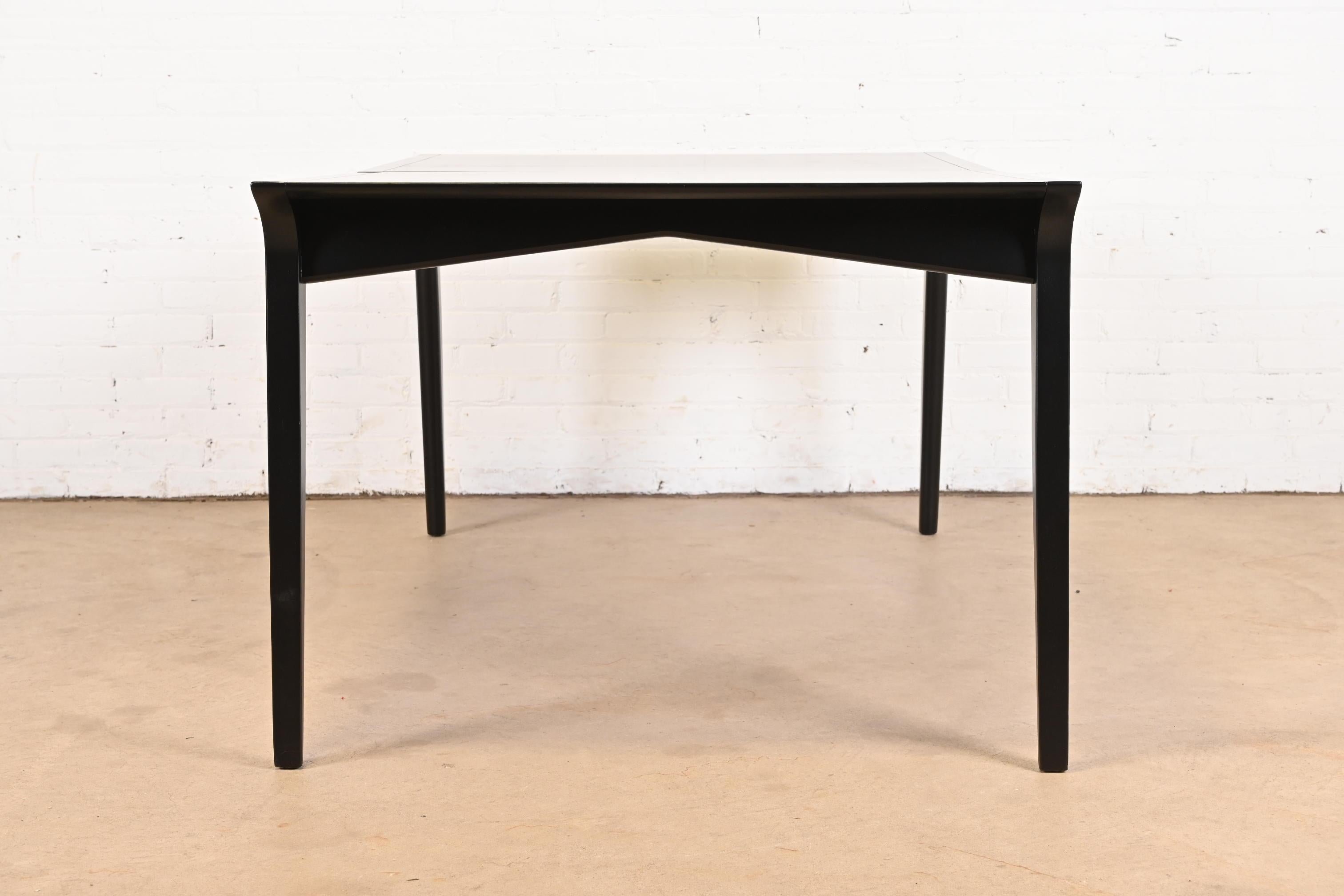 John Van Koert Mid-Century Modern Black Lacquered Dining Table, Newly Refinished 6