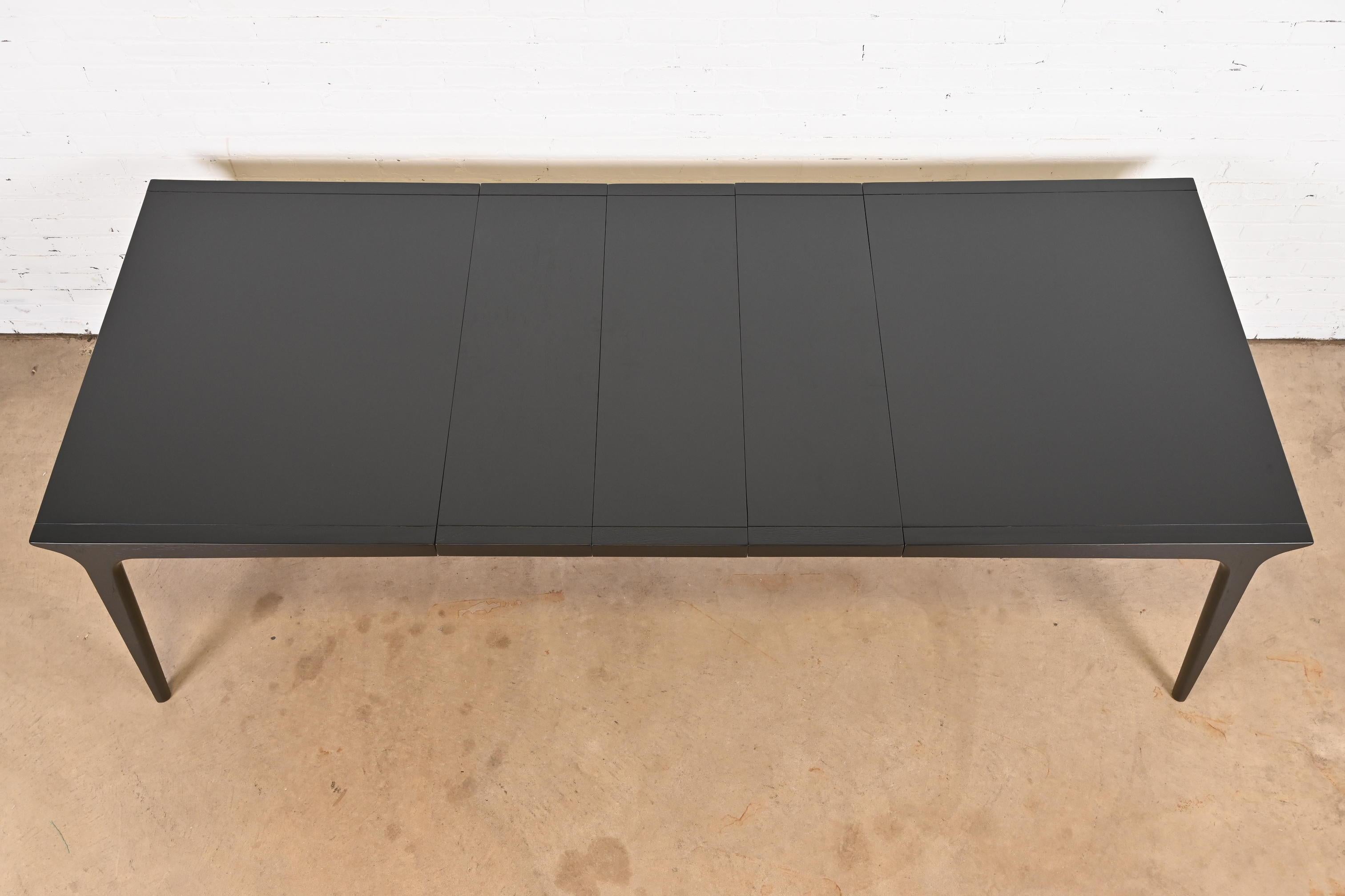 John Van Koert Mid-Century Modern Black Lacquered Dining Table, Newly Refinished 2