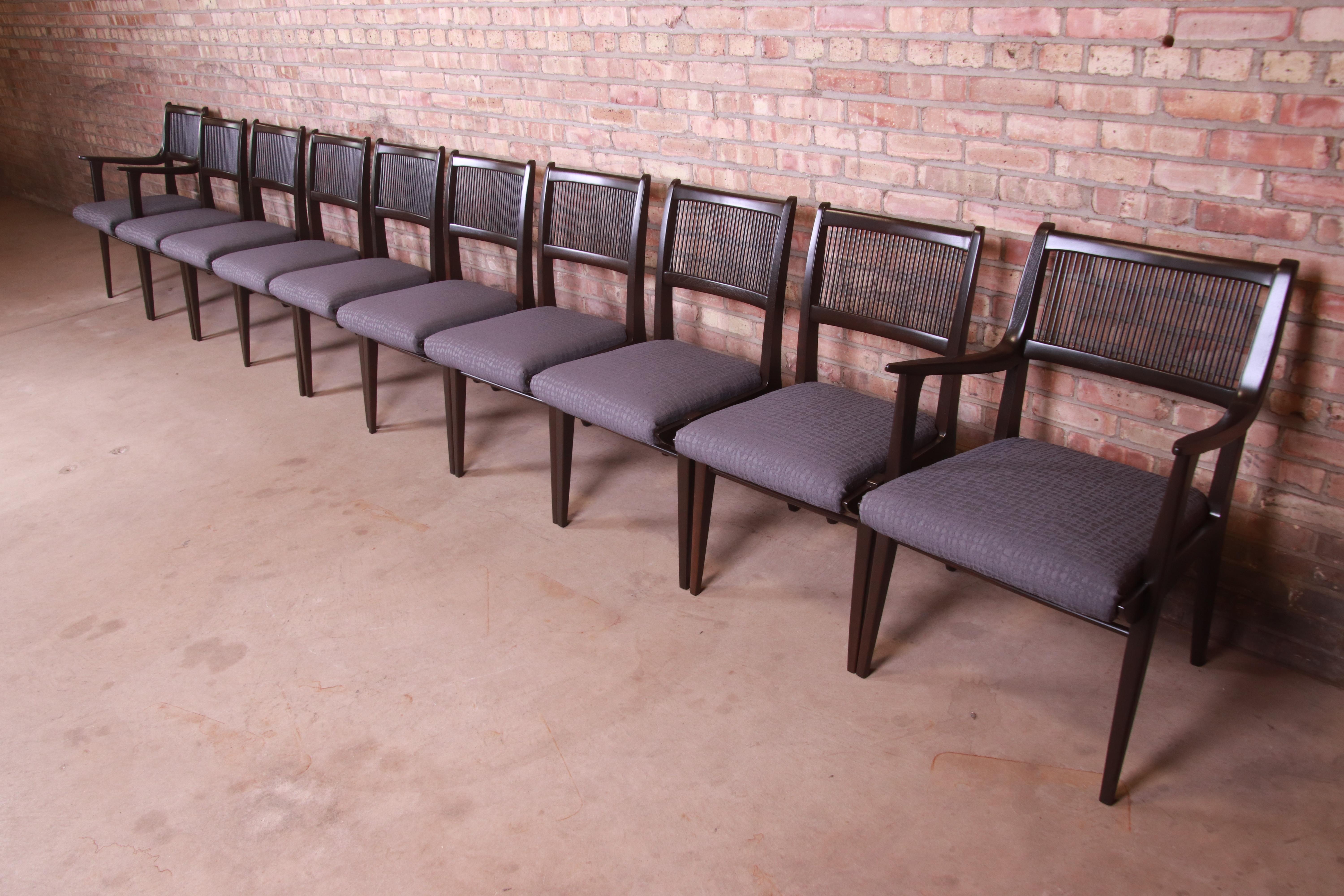 American John Van Koert Mid-Century Modern Restored Walnut Dining Chairs, Set of Ten