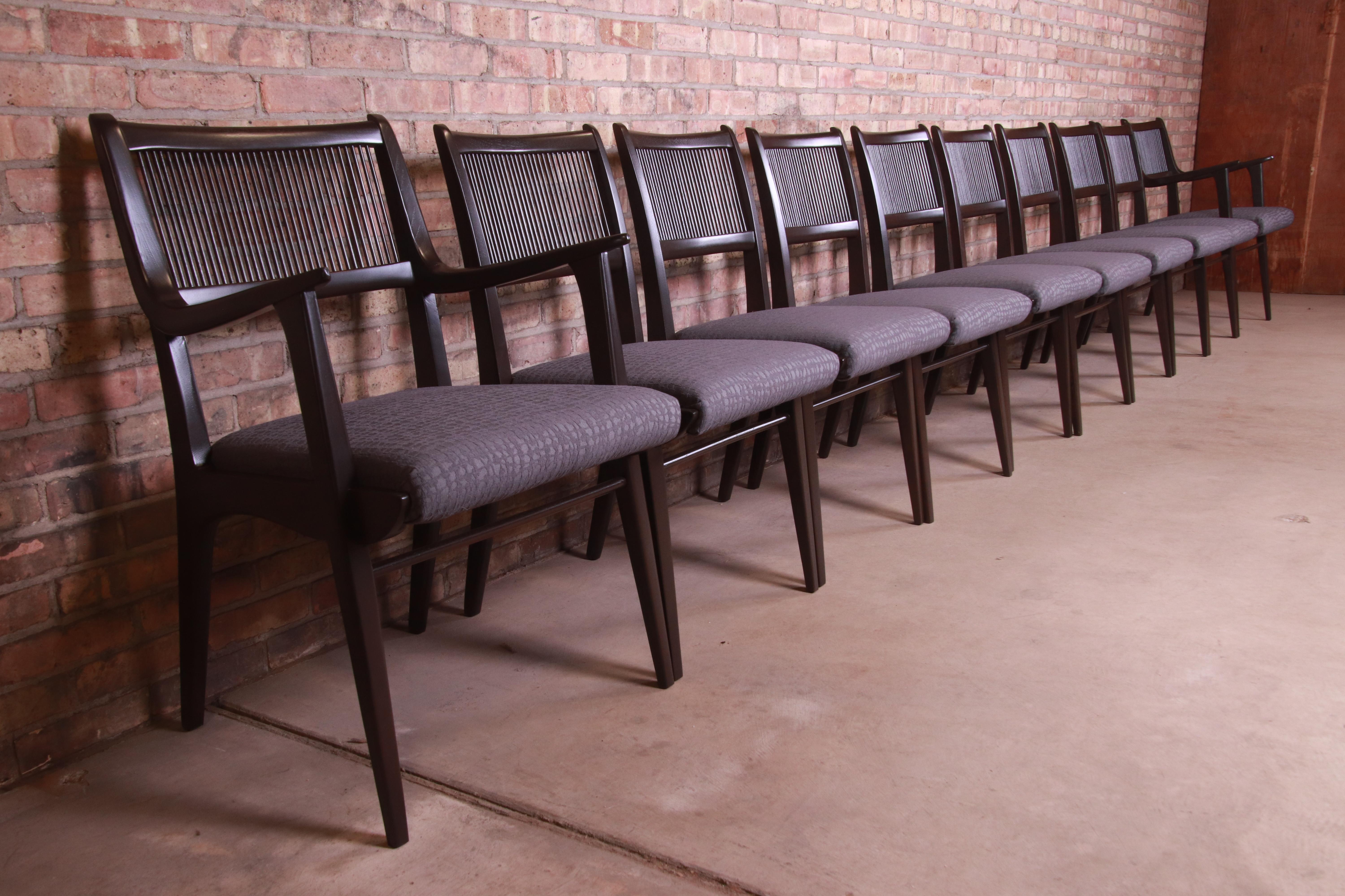 Mid-20th Century John Van Koert Mid-Century Modern Restored Walnut Dining Chairs, Set of Ten