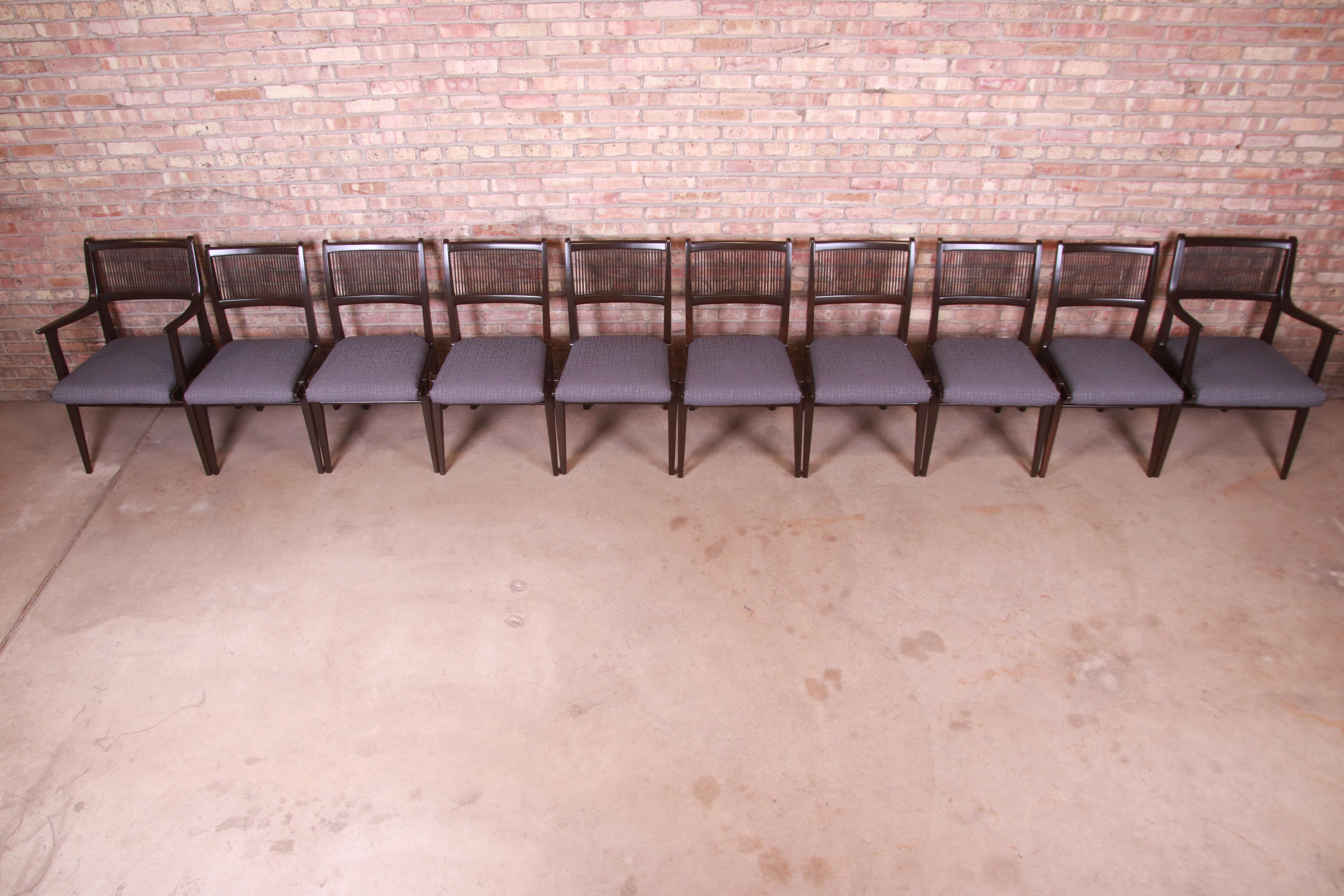 Upholstery John Van Koert Mid-Century Modern Restored Walnut Dining Chairs, Set of Ten