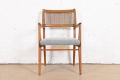 John Van Koert Mid-Century Modern Sculpted Walnut Armchair, Newly Reupholstered