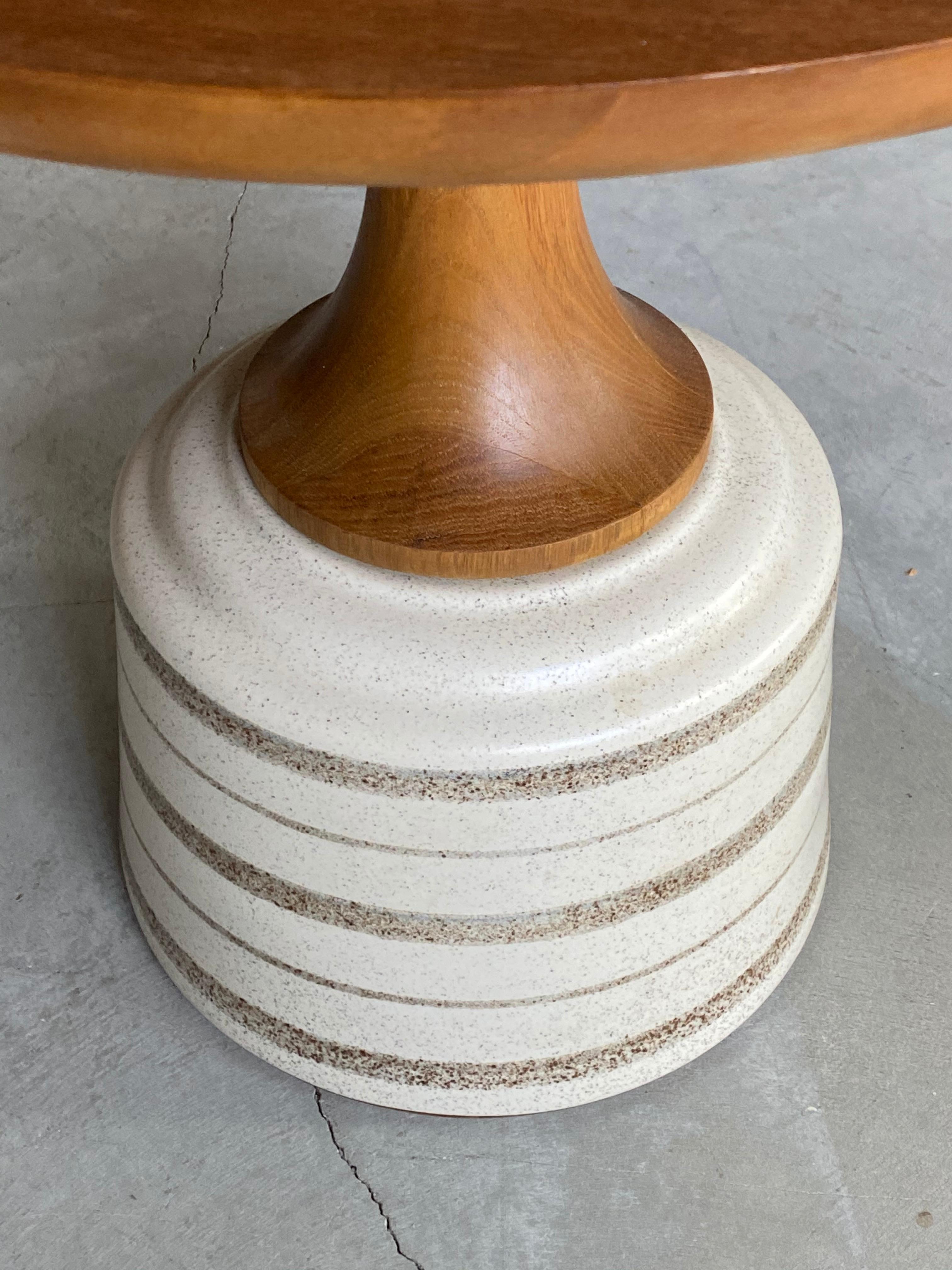 John Van Koert, Side Table, Cherrywood, Glazed Ceramic, Drexel, America, 1956 In Good Condition In High Point, NC