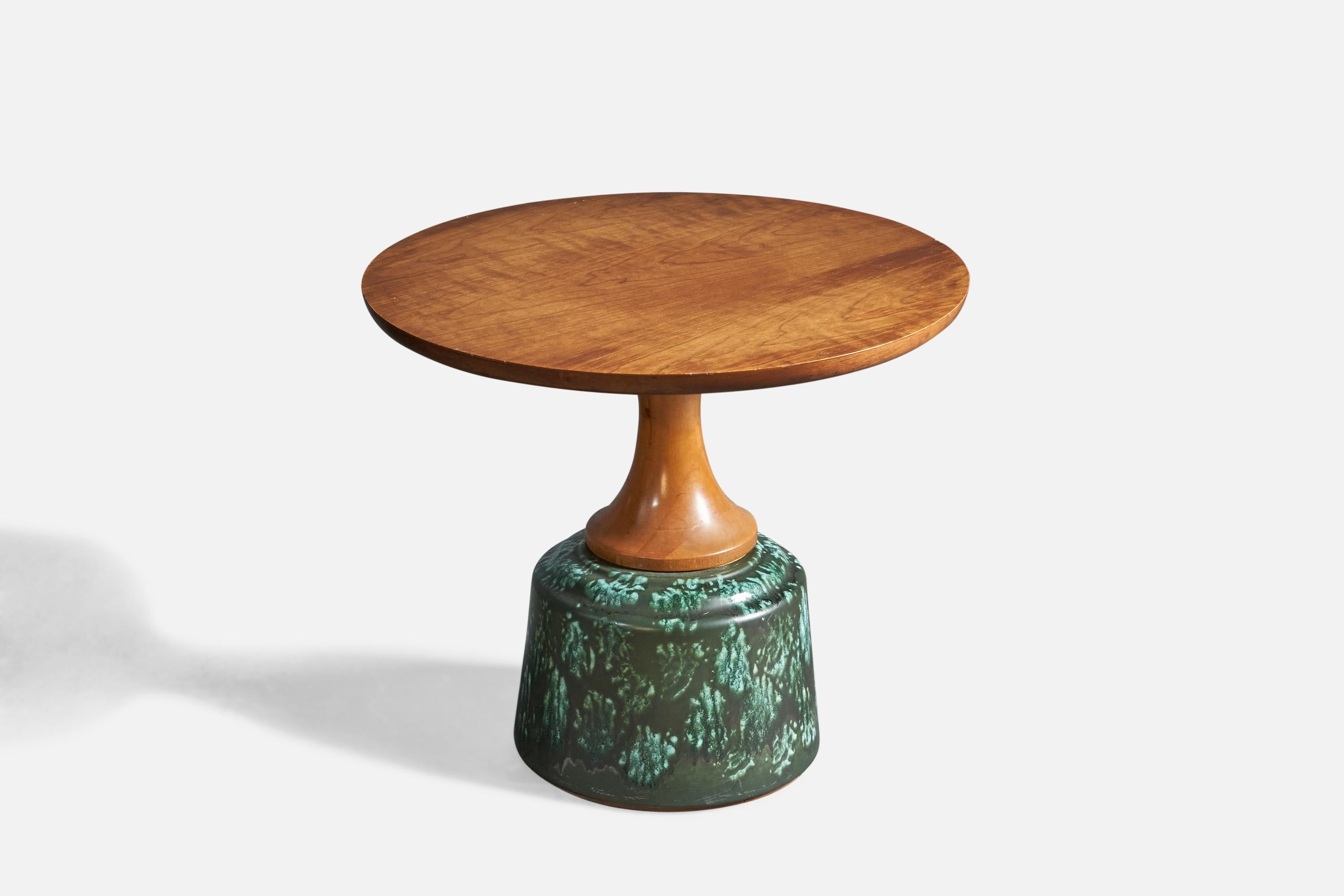Mid-Century Modern John Van Koert, Side Table, Walnut, Ceramic, USA, 1950s