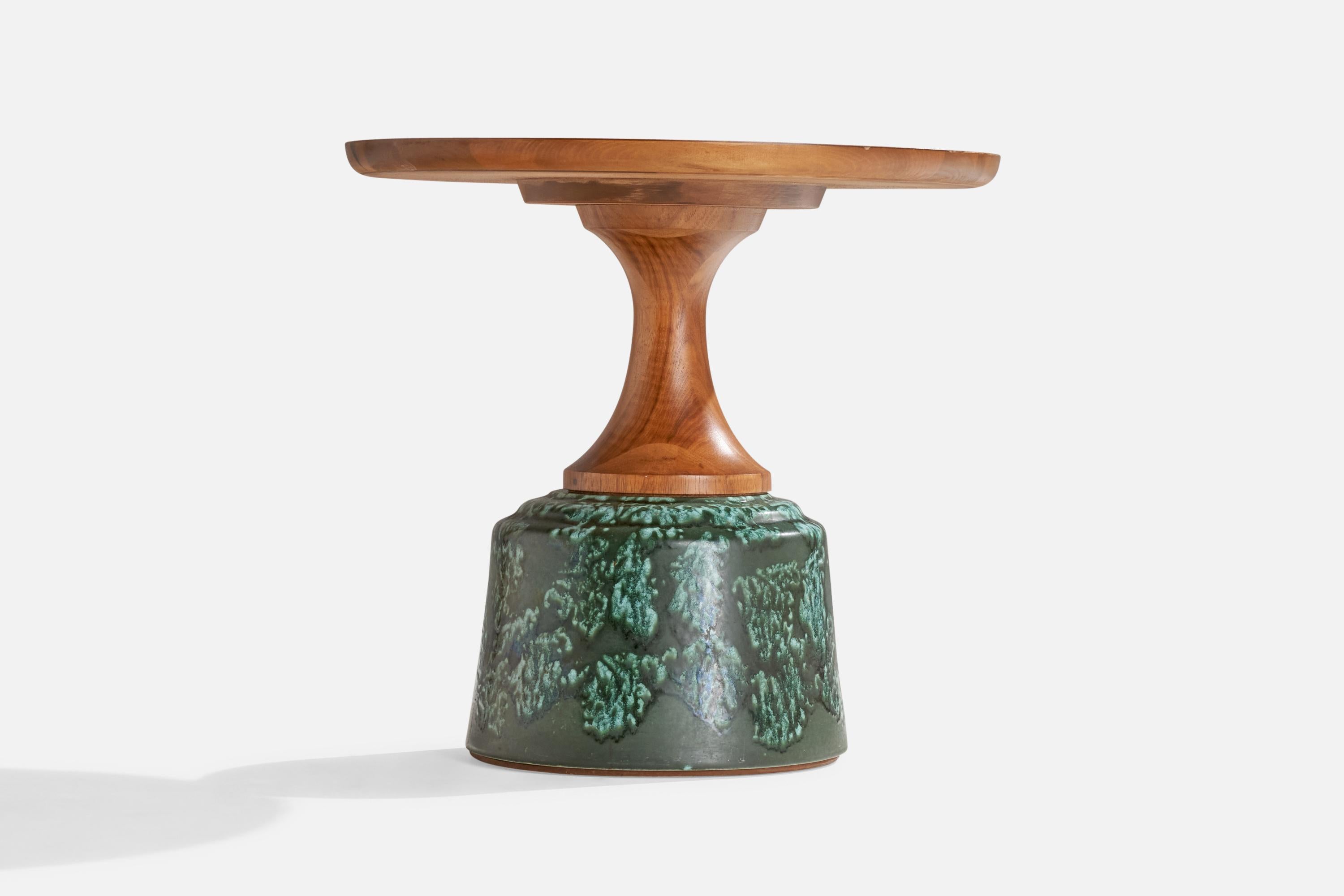 American John Van Koert, Side Table, Walnut, Ceramic, USA, 1950s