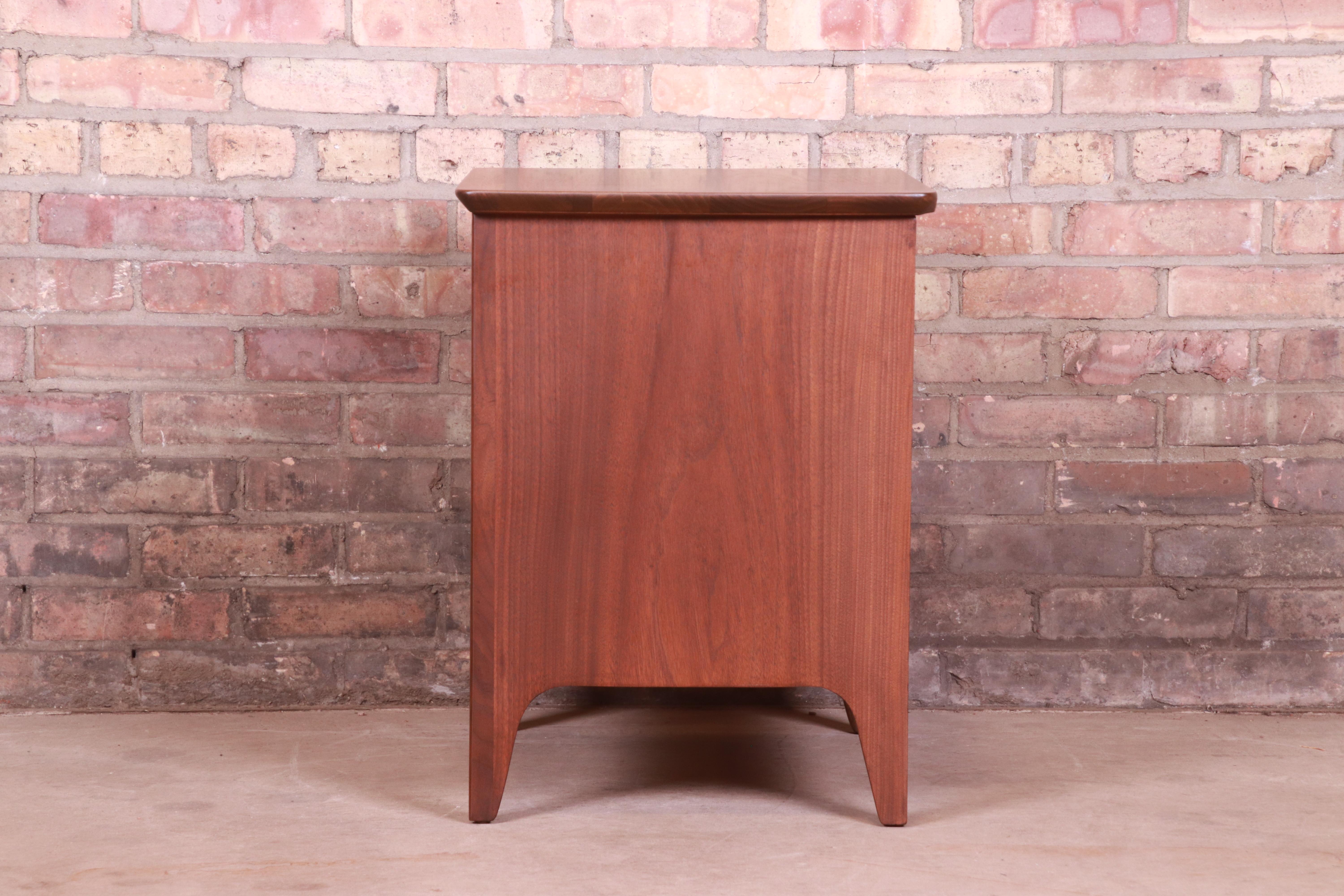 John Van Koert Style Mid-Century Modern Sculpted Walnut Nightstand, Refinished 5