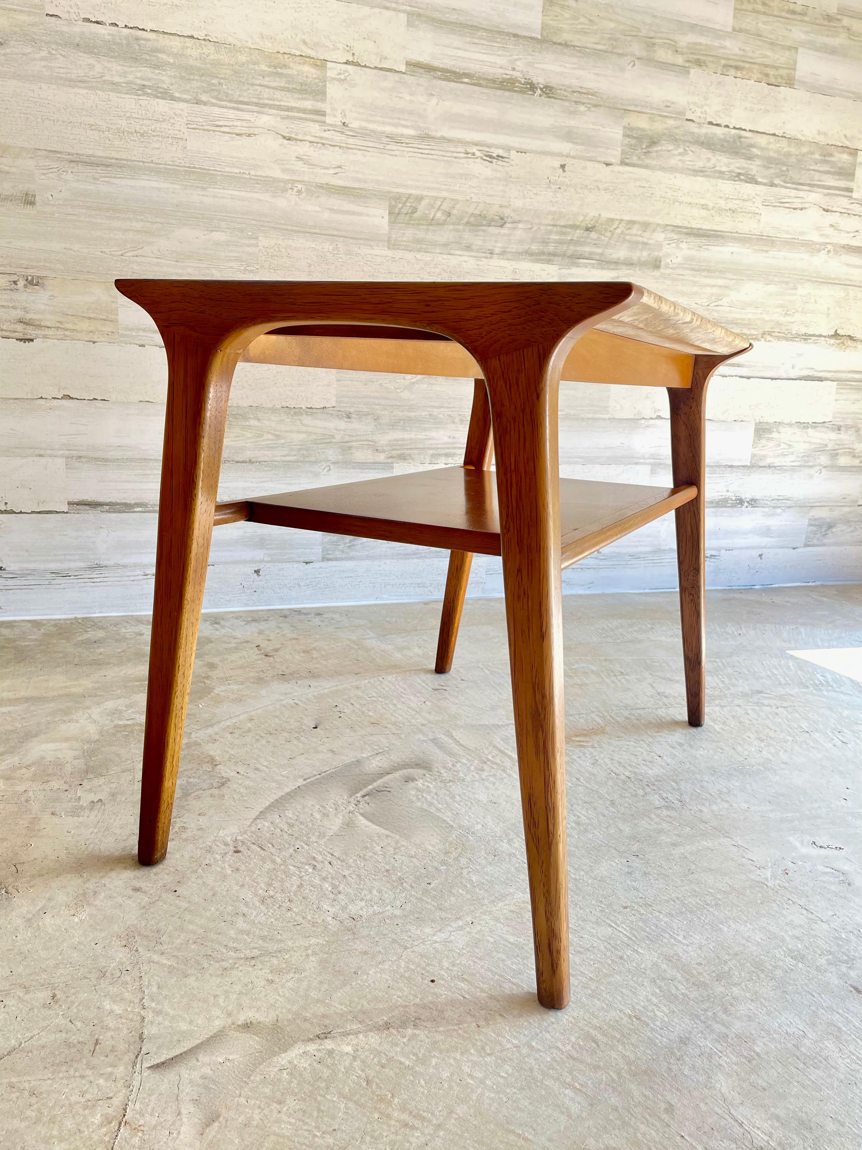 20th Century John Van Koert Walnut and Travertine Side Table for Drexel