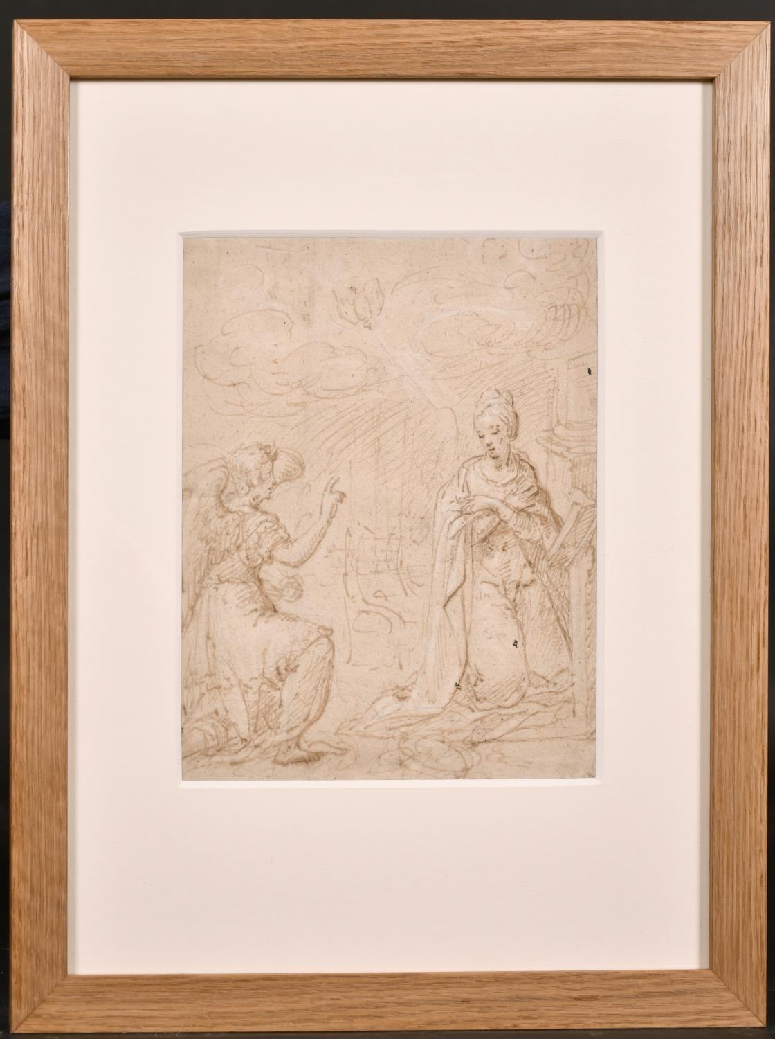 FINE EARLY 1700's OLD MASTER WASH DRAWING - GABRIEL APPEARING TO THE VIRGIN MARY - Painting by John Vanderbank (1694-1739)