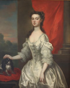English 18th century portrait of a young lady with a spaniel