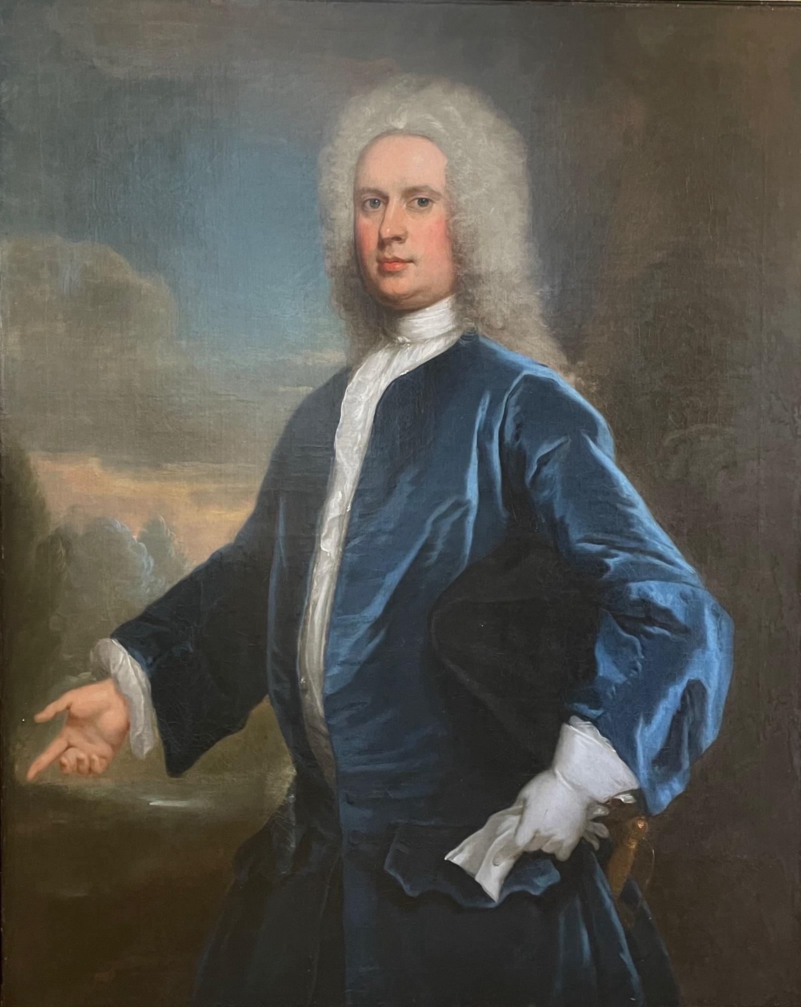 Oil Painting Portrait of John Campbell, 4th Duke of Argyll,, att to John Vanderbank (1694-1739) Housed in a swept frame which has been restored after photo.
Canvas Size 50